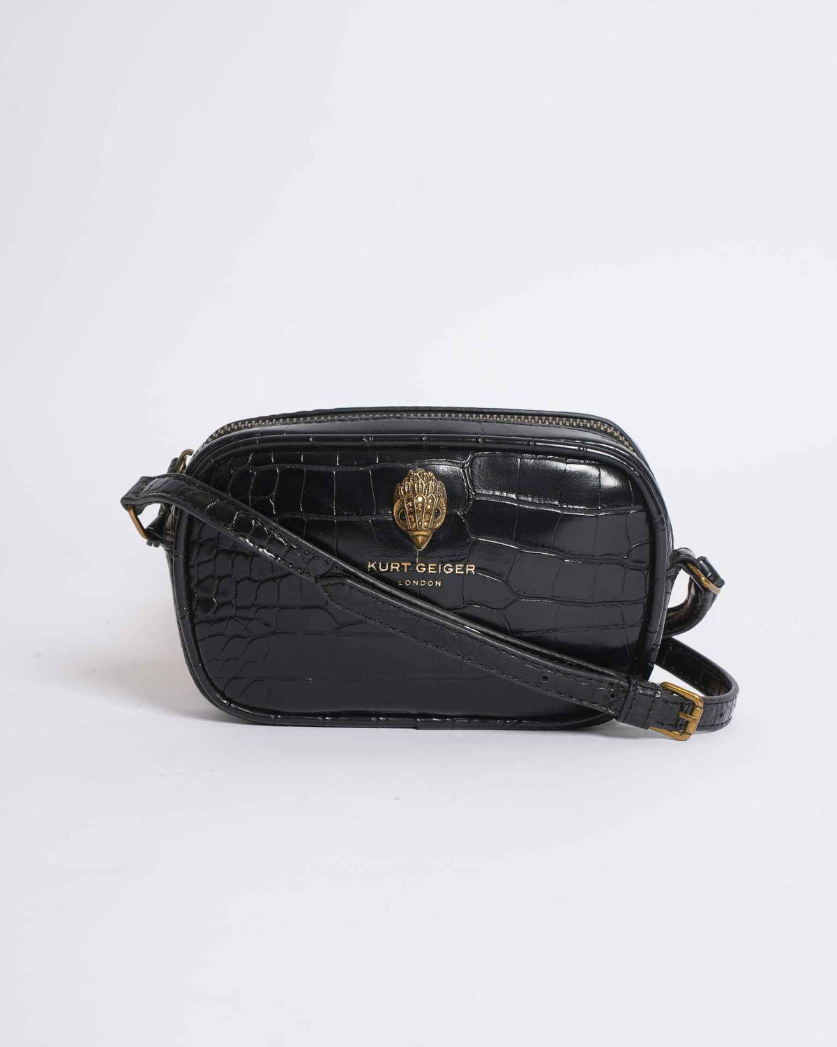 Kurt Geiger Black Croc-Effect Crossbody Bag