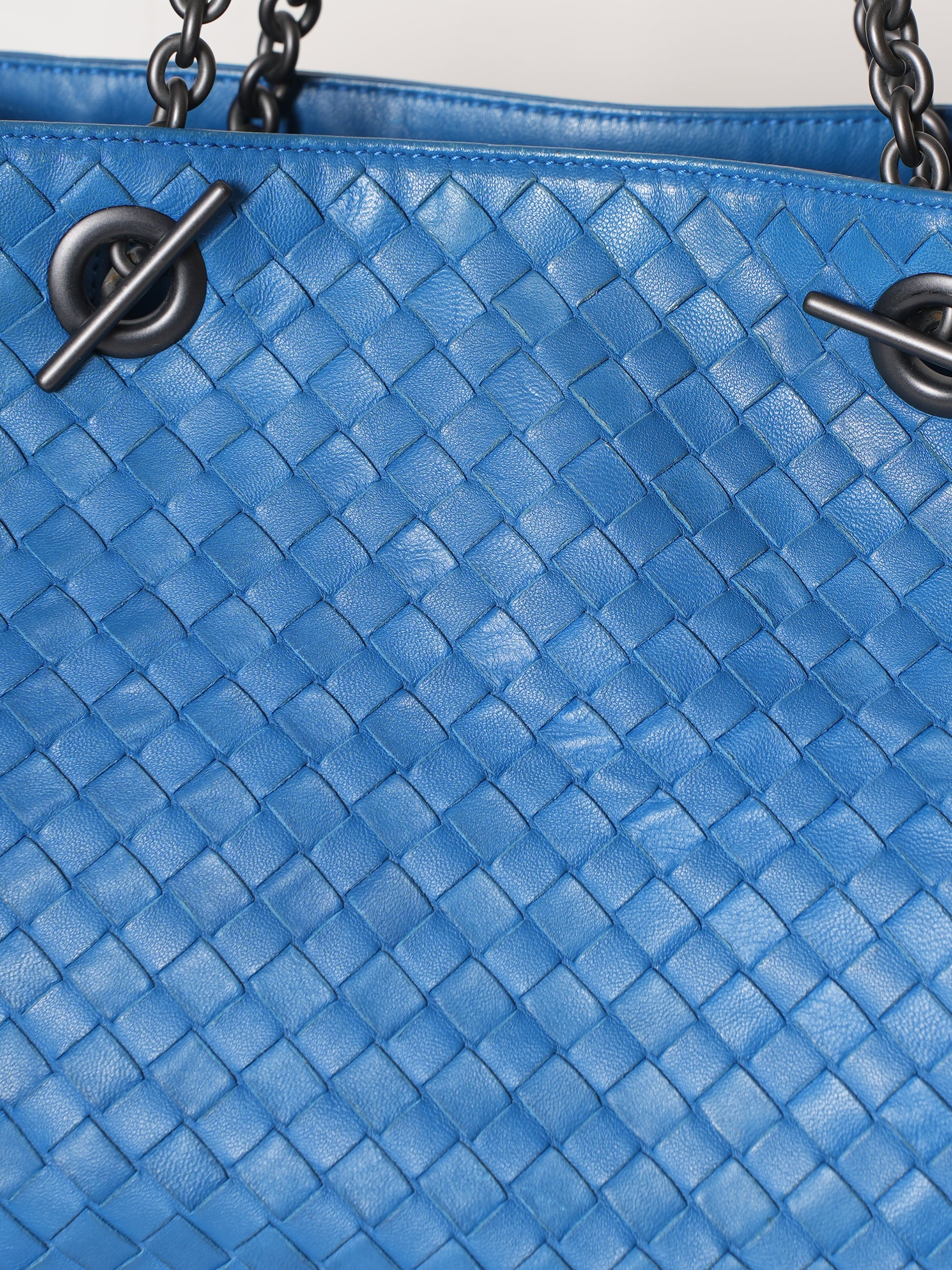 Bottega Veneta Blue Intrecciato Leather Bag