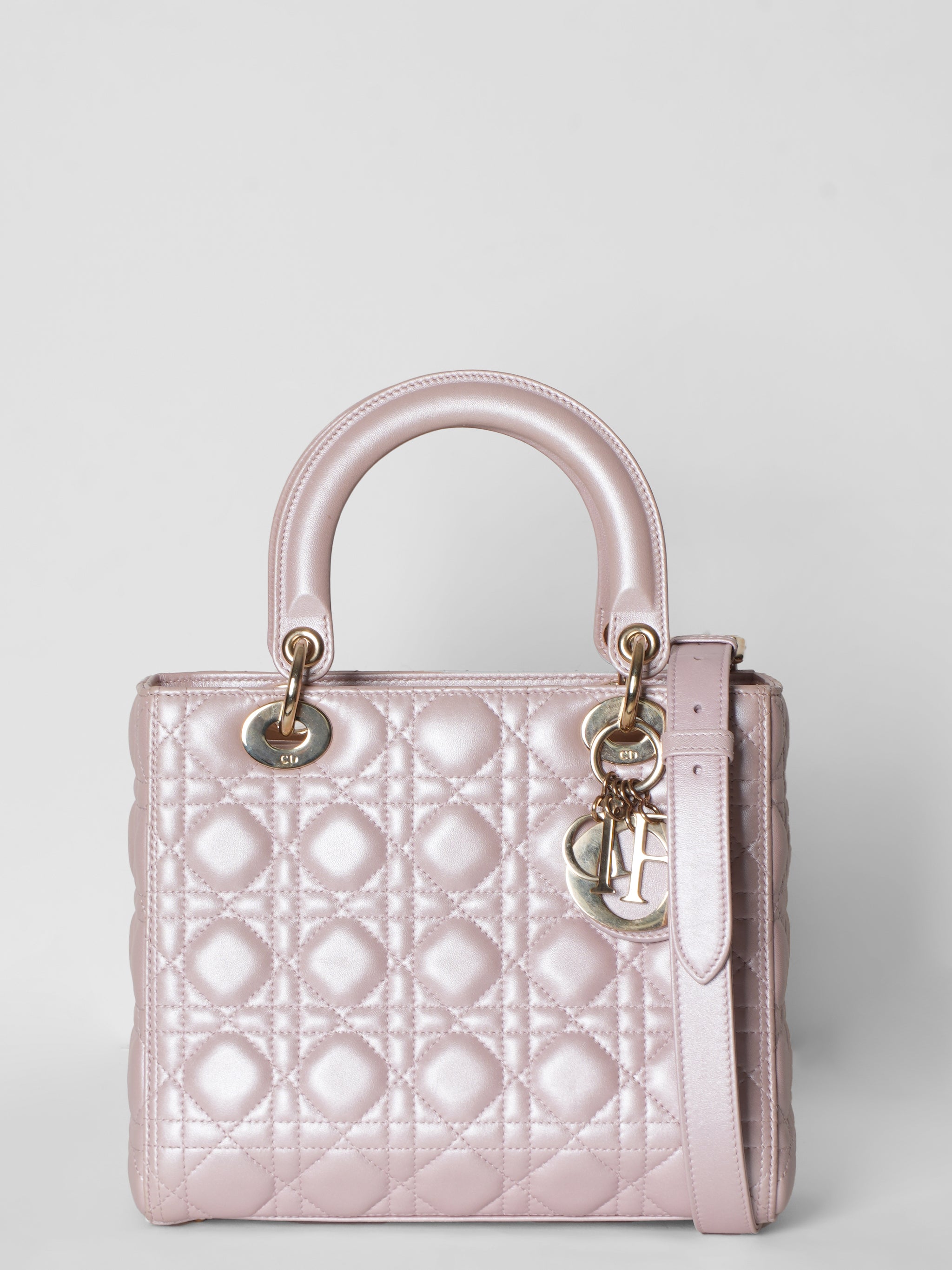 Lady Dior Medium Cannage Bag In Pink