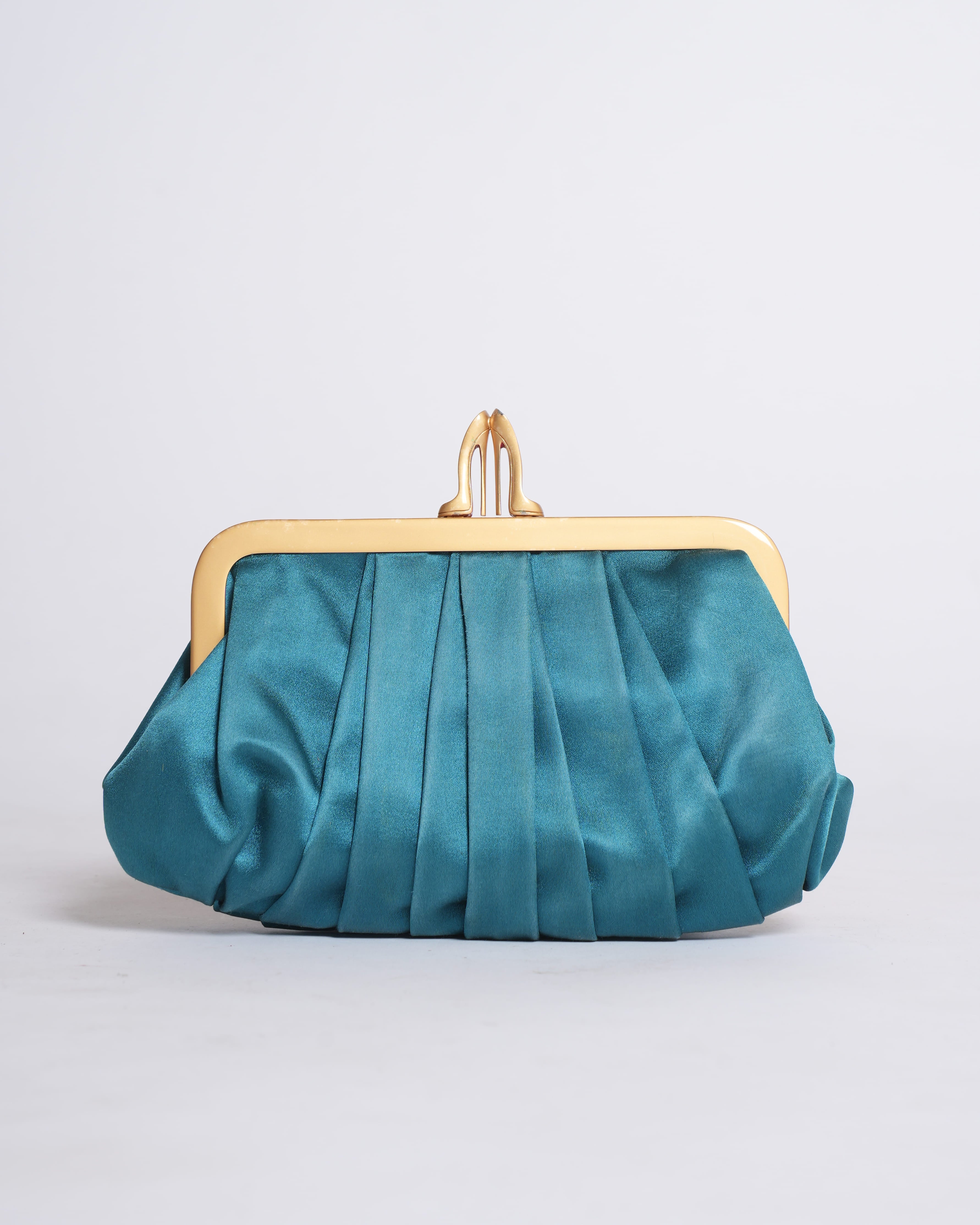 Christian Louboutin Loubi Croissant Satin Clutch