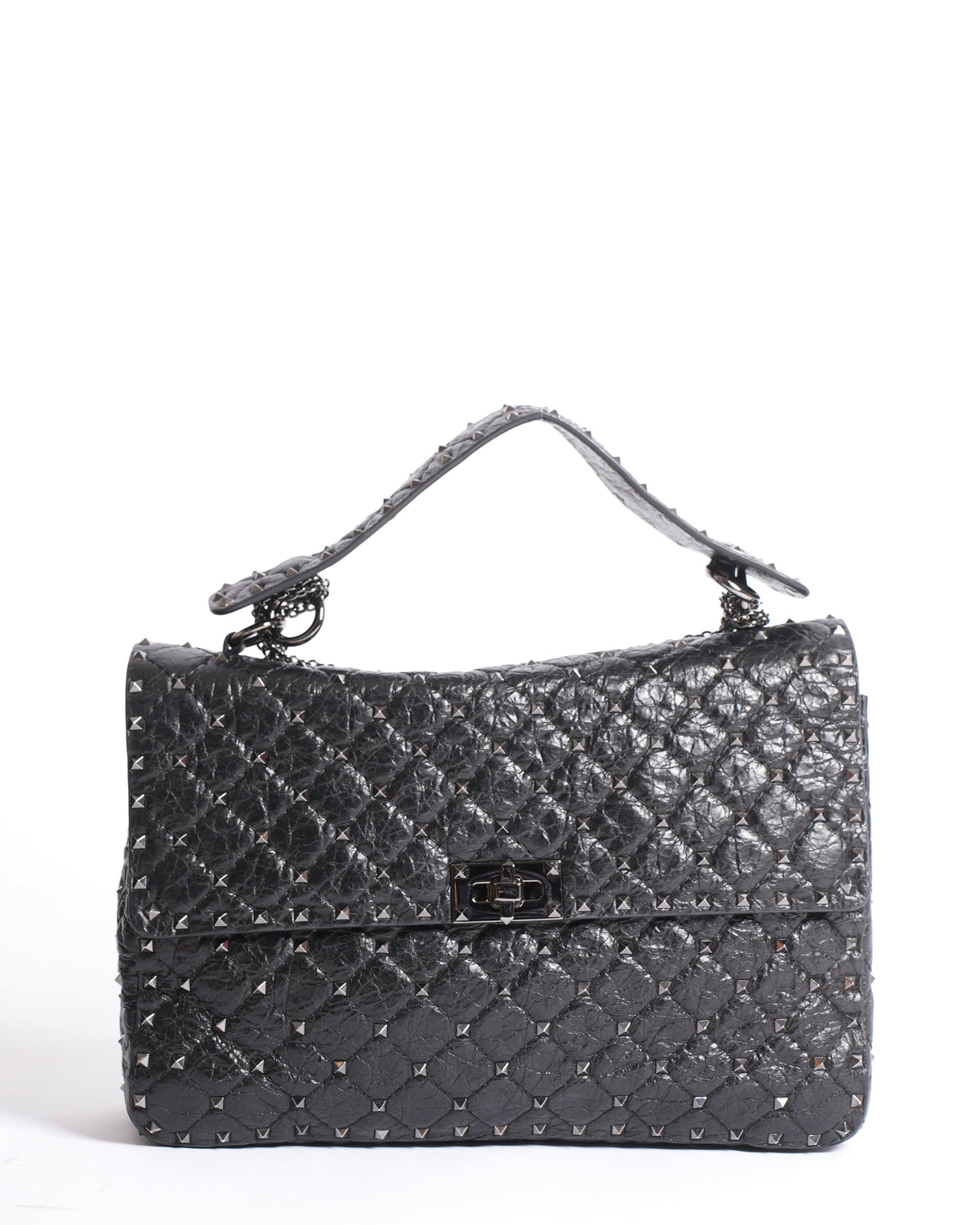 Valentino Garavani Black Quilted Rockstud Spike Medium Crossbody Bag