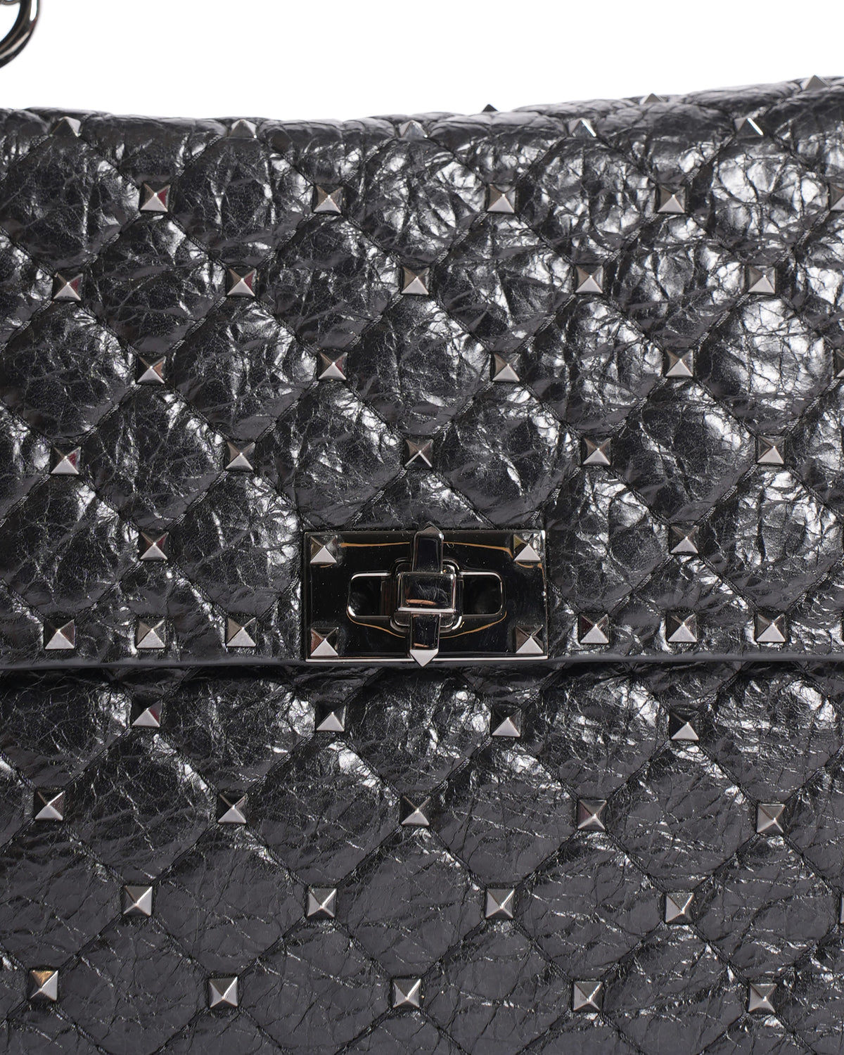 Valentino Garavani Black Quilted Rockstud Spike Medium Crossbody Bag