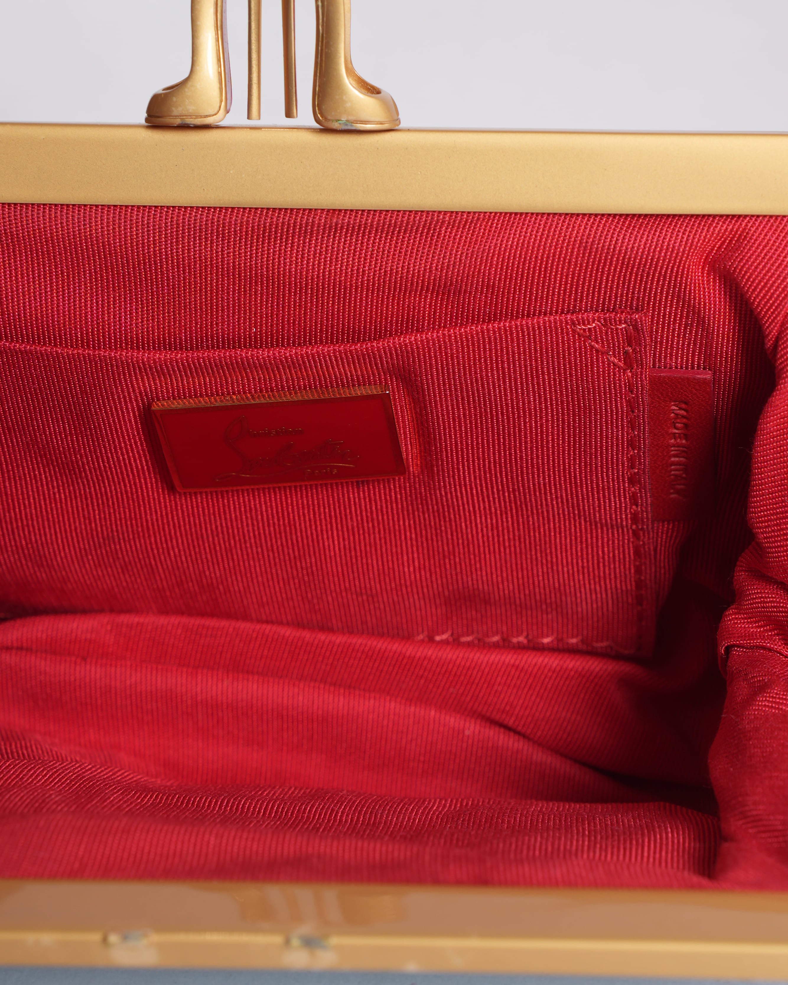 Christian Louboutin Loubi Croissant Satin Clutch