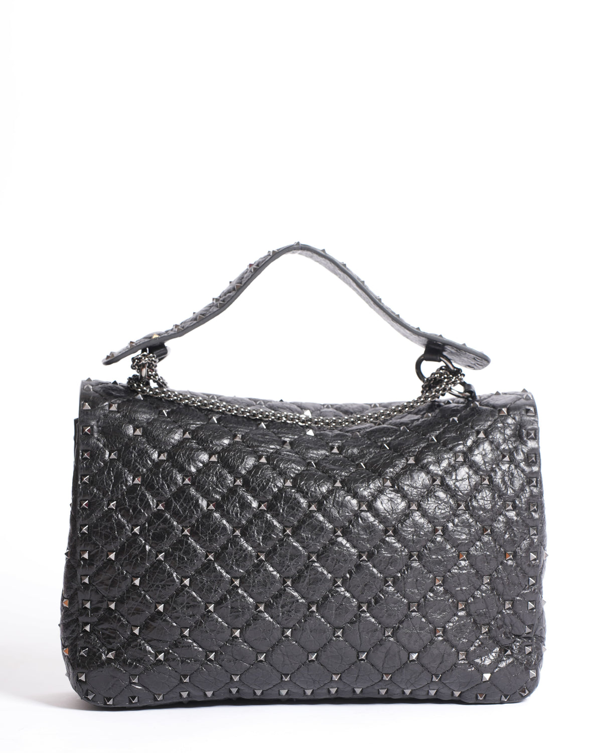 Valentino Garavani Black Quilted Rockstud Spike Medium Crossbody Bag