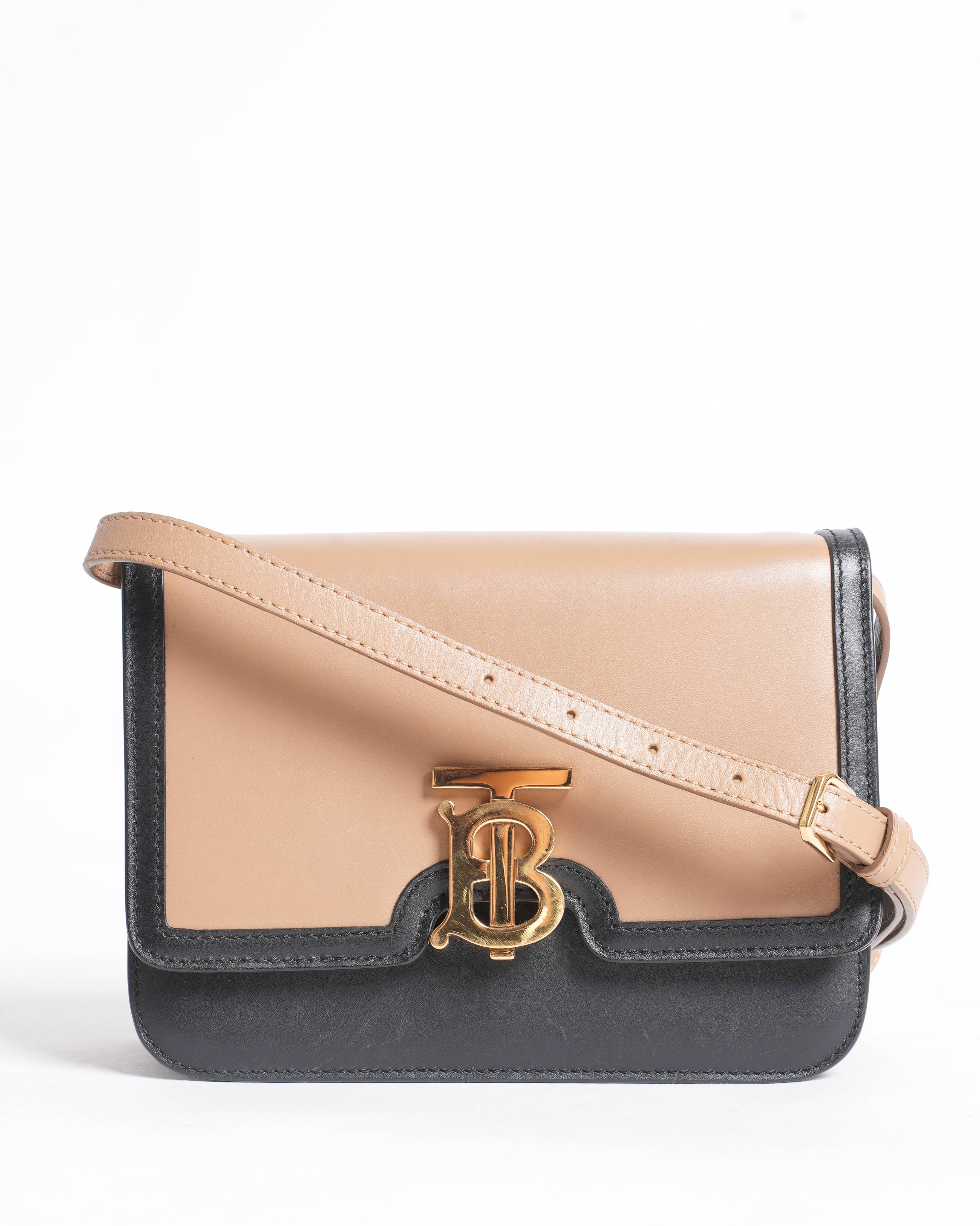 Burberry 
TB Flap Crossbody Bag Leather Small Black, Neutral