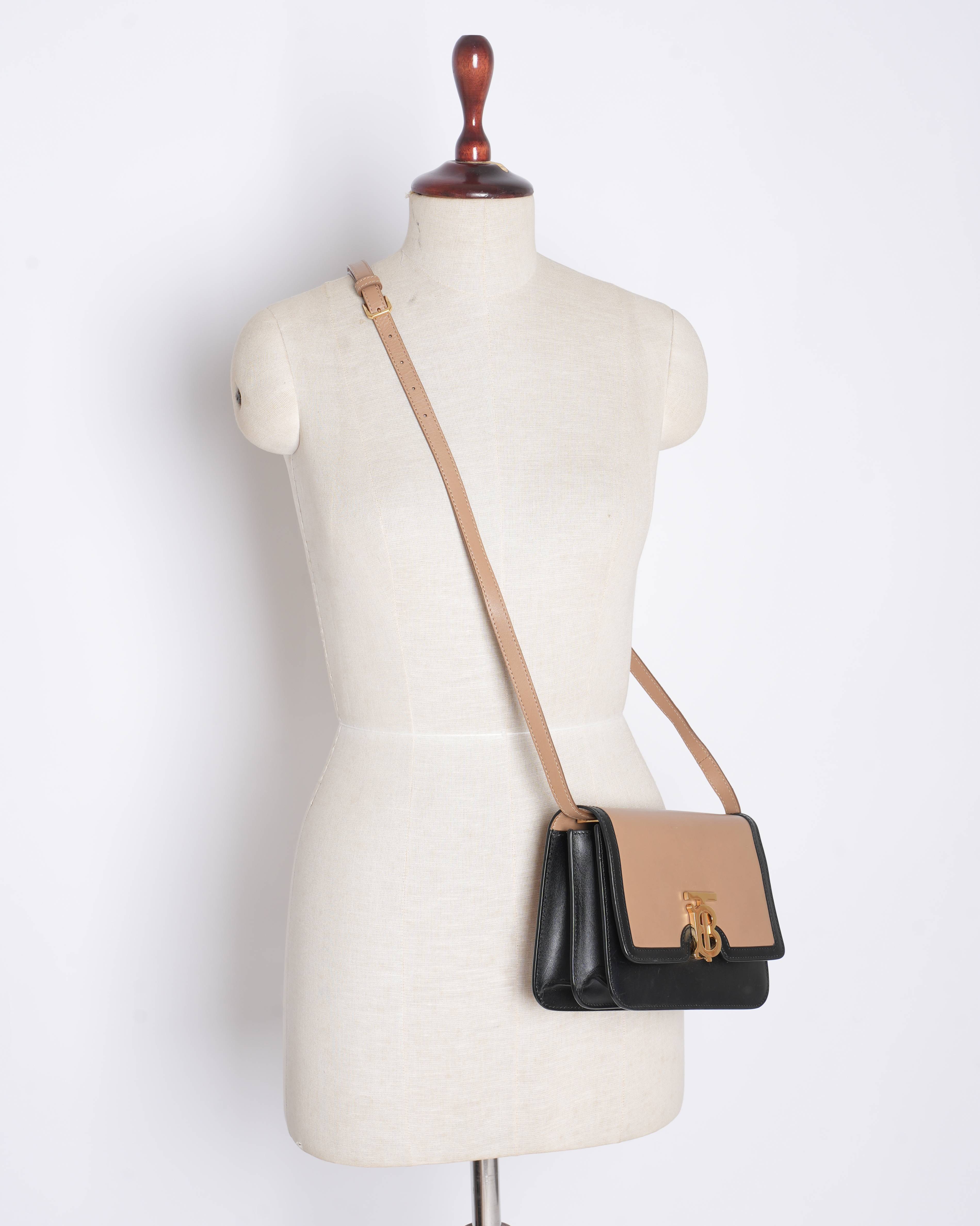 Burberry 
TB Flap Crossbody Bag Leather Small Black, Neutral