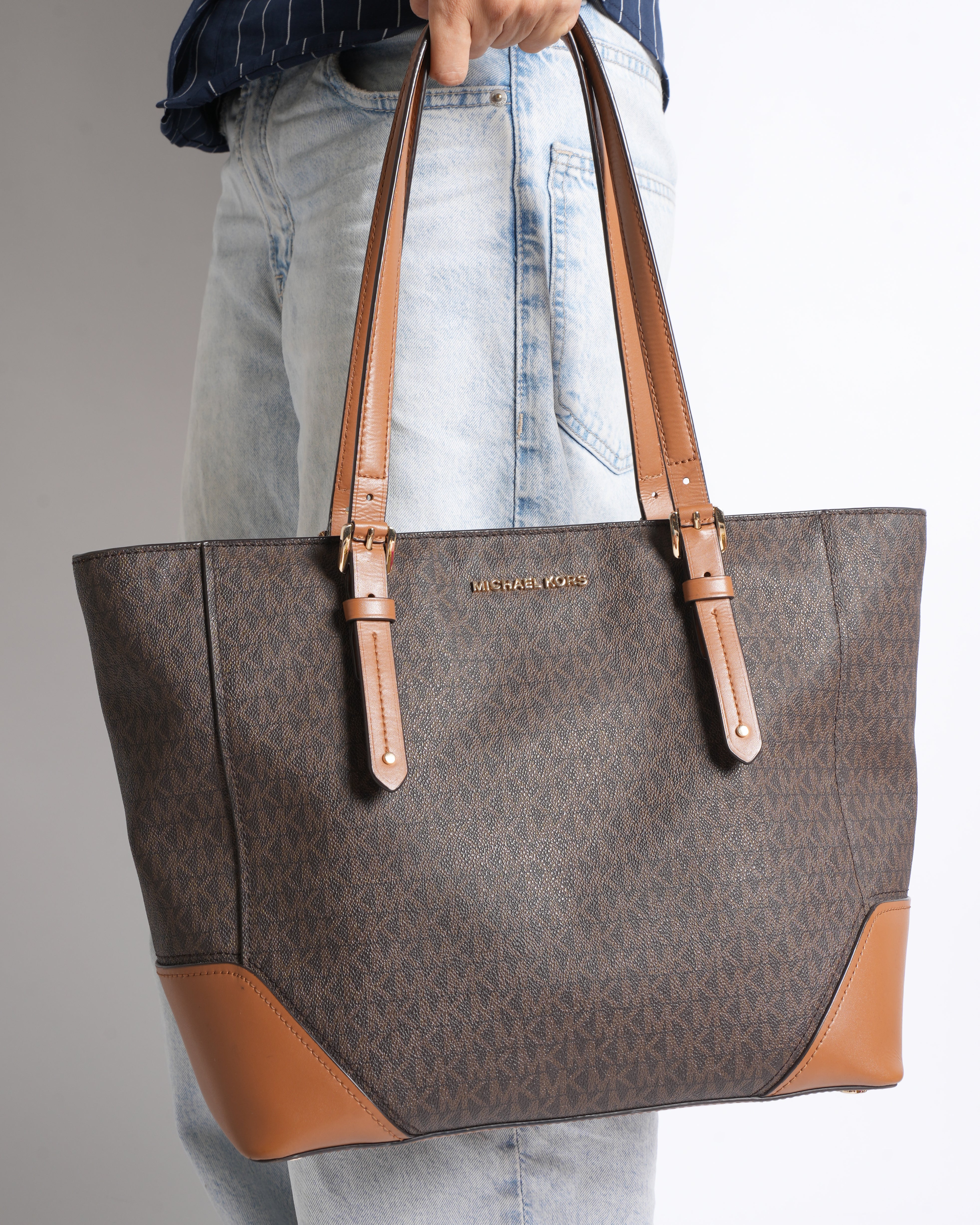 Michael Kors  Monogram Tote In Brown