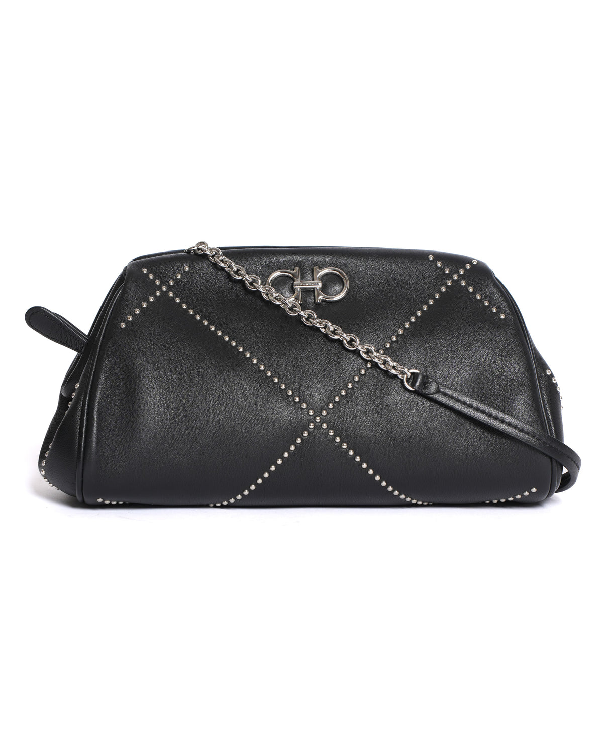 Salvatore Ferragamo Black Studded Gancino Soft Pouch