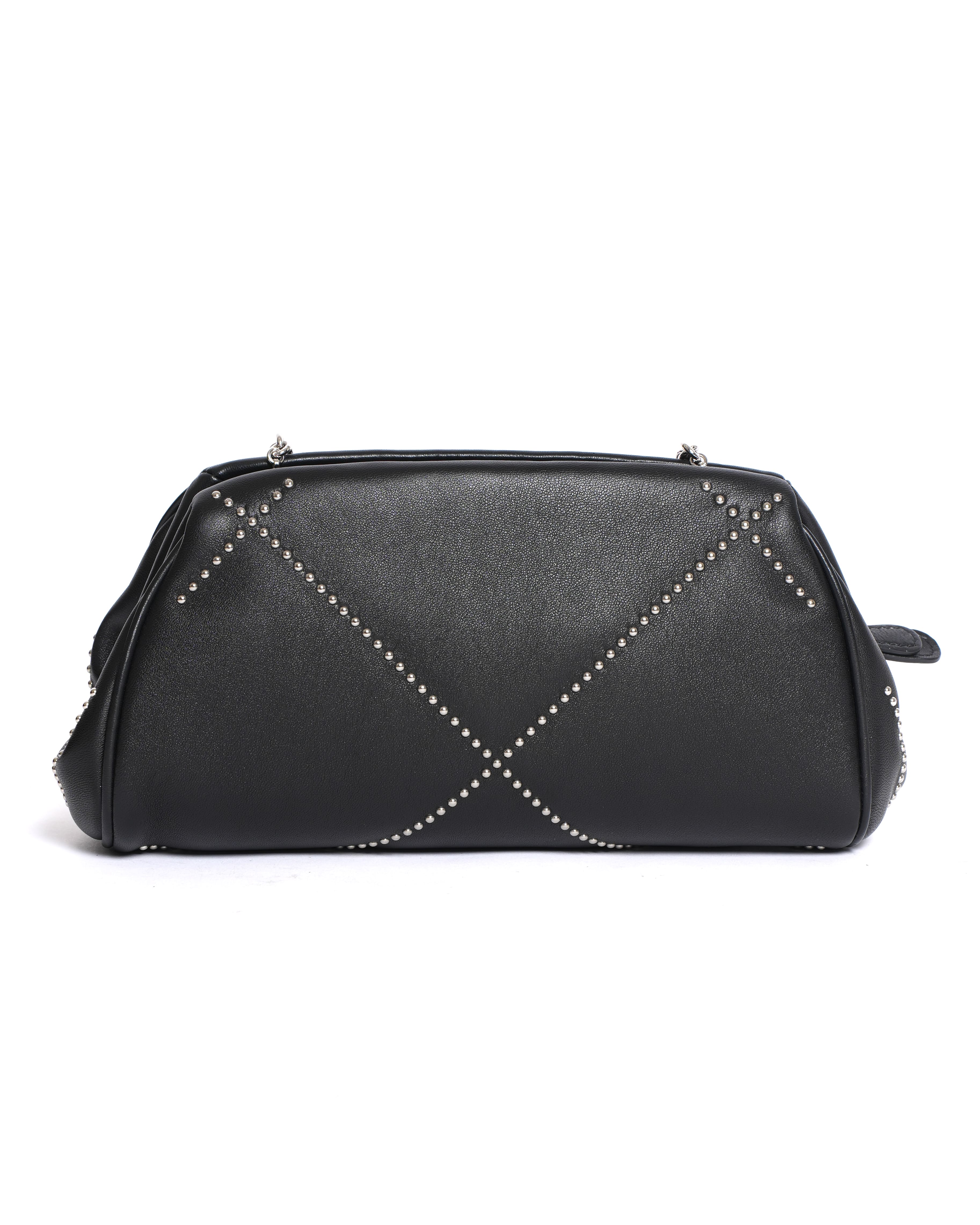 Salvatore Ferragamo Black Studded Gancino Soft Pouch