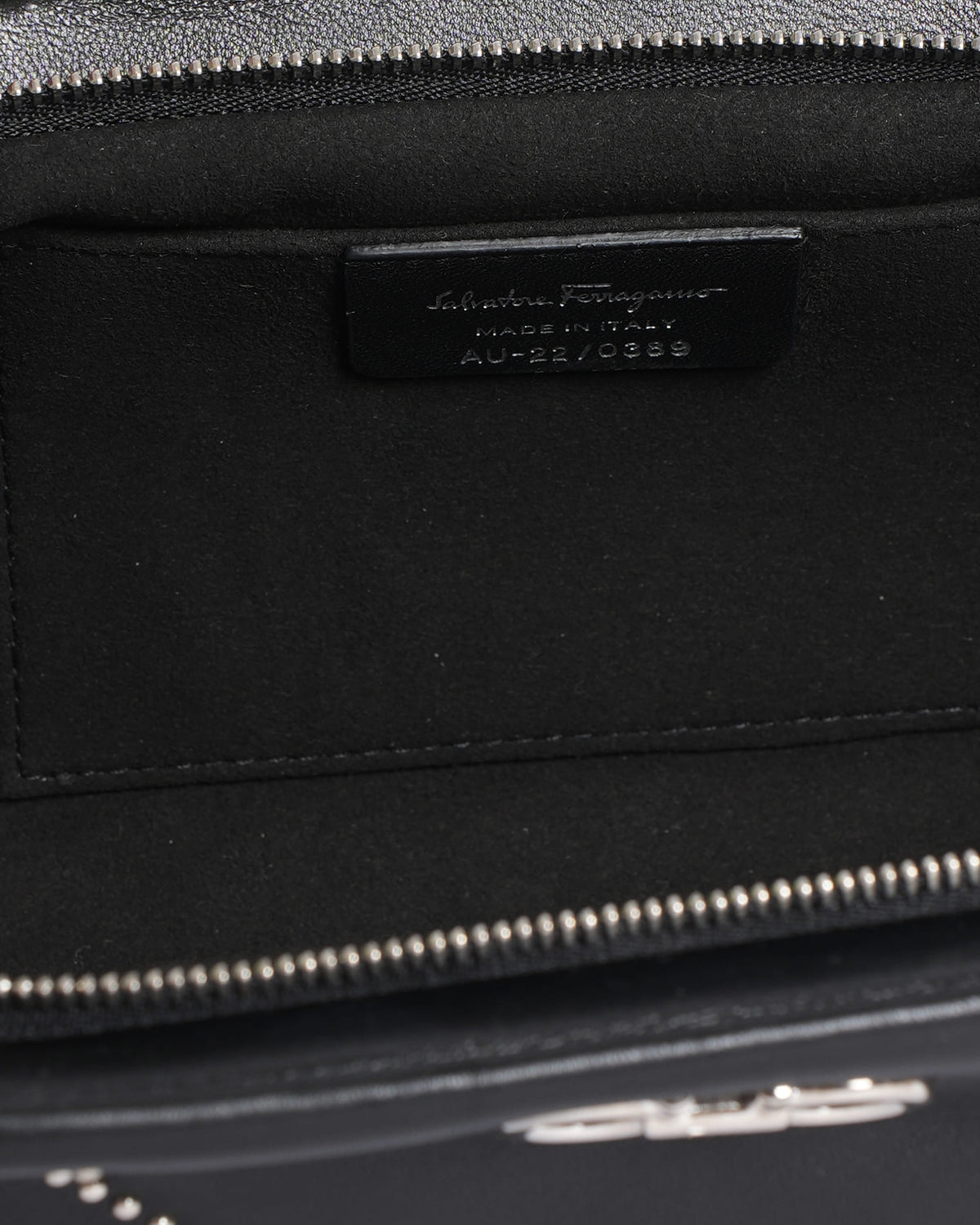 Salvatore Ferragamo Black Studded Gancino Soft Pouch
