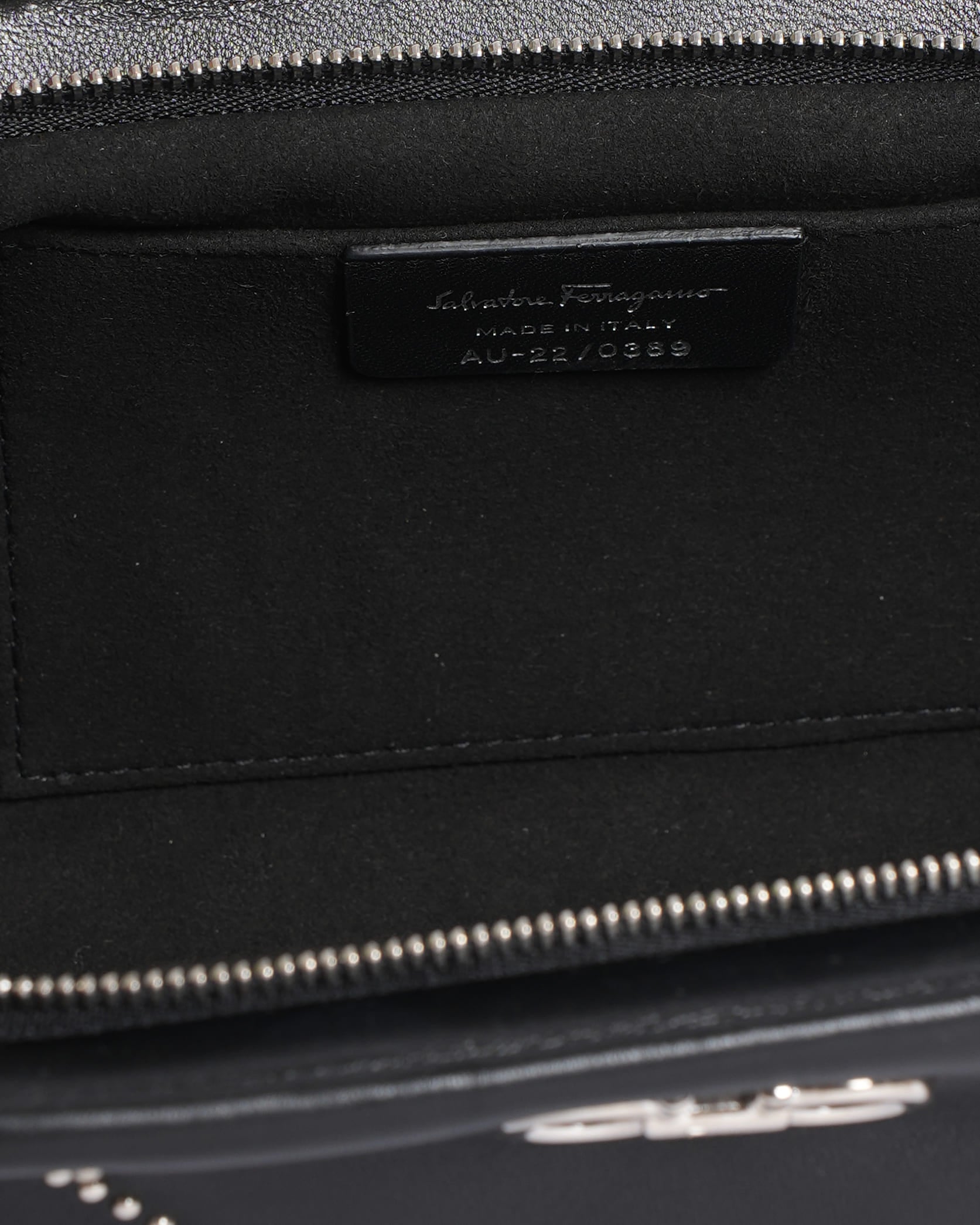 Salvatore Ferragamo Black Studded Gancino Soft Pouch