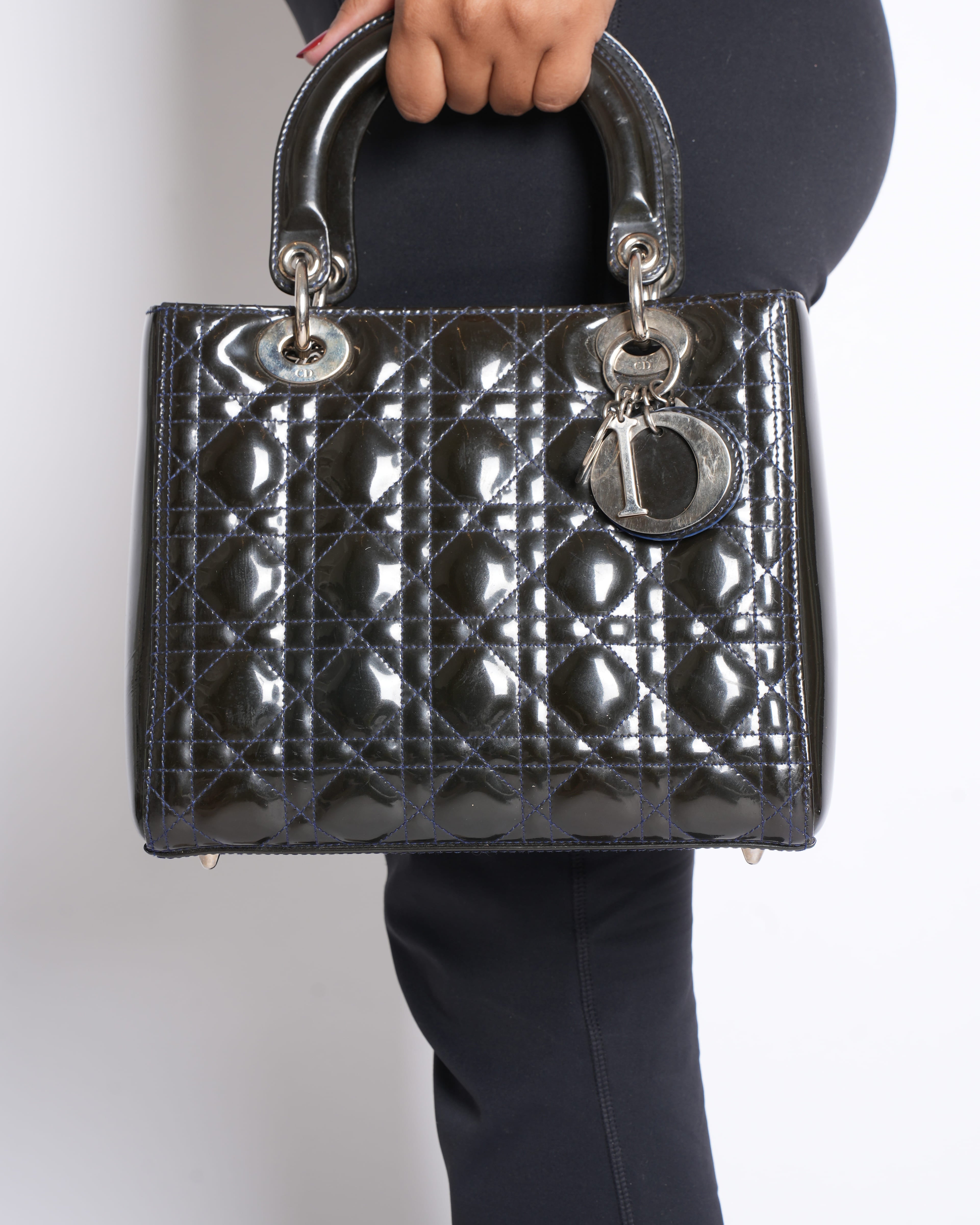 Dior Medium Lady Dior Patent Cannage Calfskin Bag