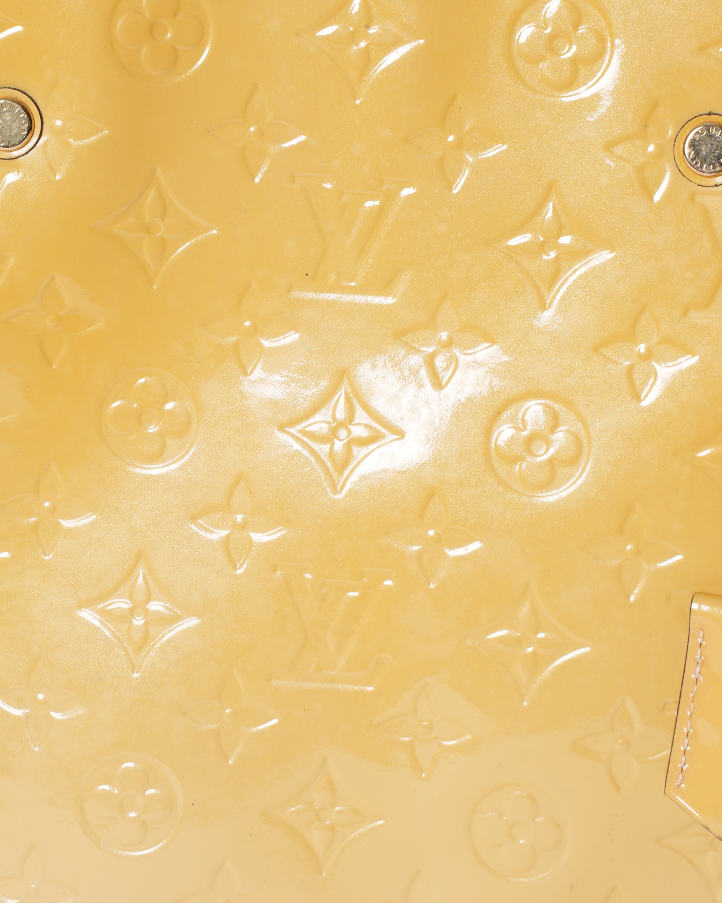 LV Montaigne Patent Leather MM Top Handle Bag In Yellow