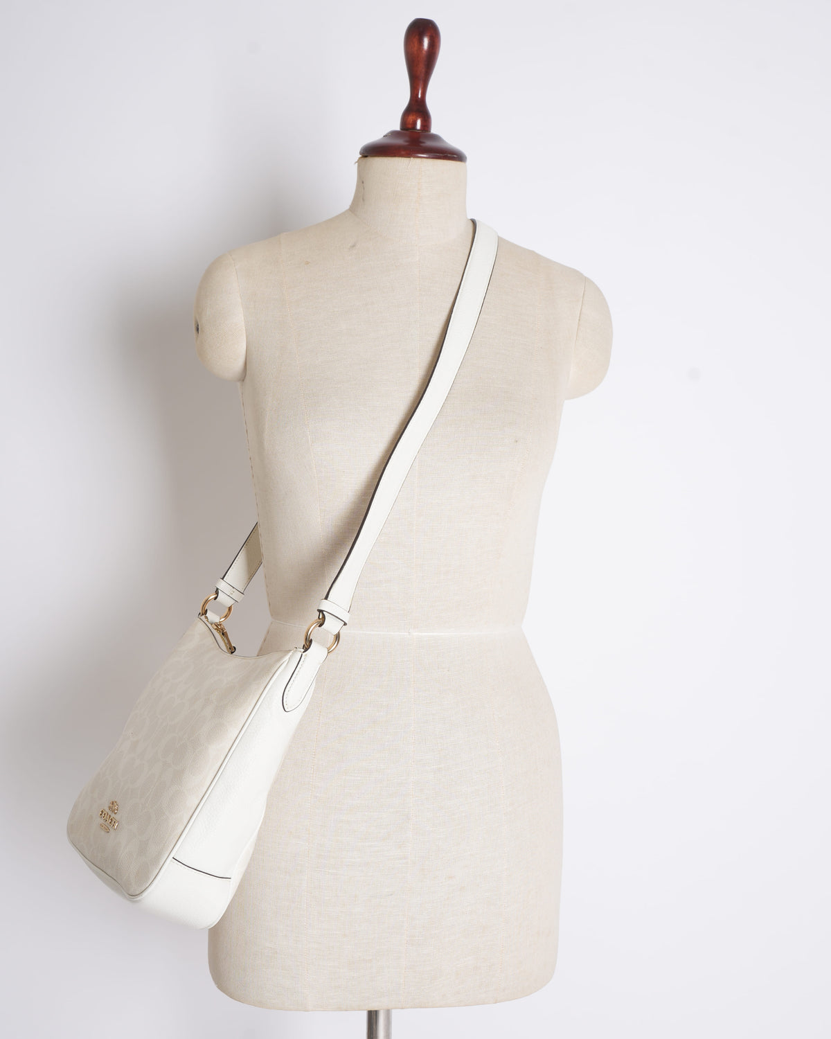 New Coach Monogram Shoulder Bag in White