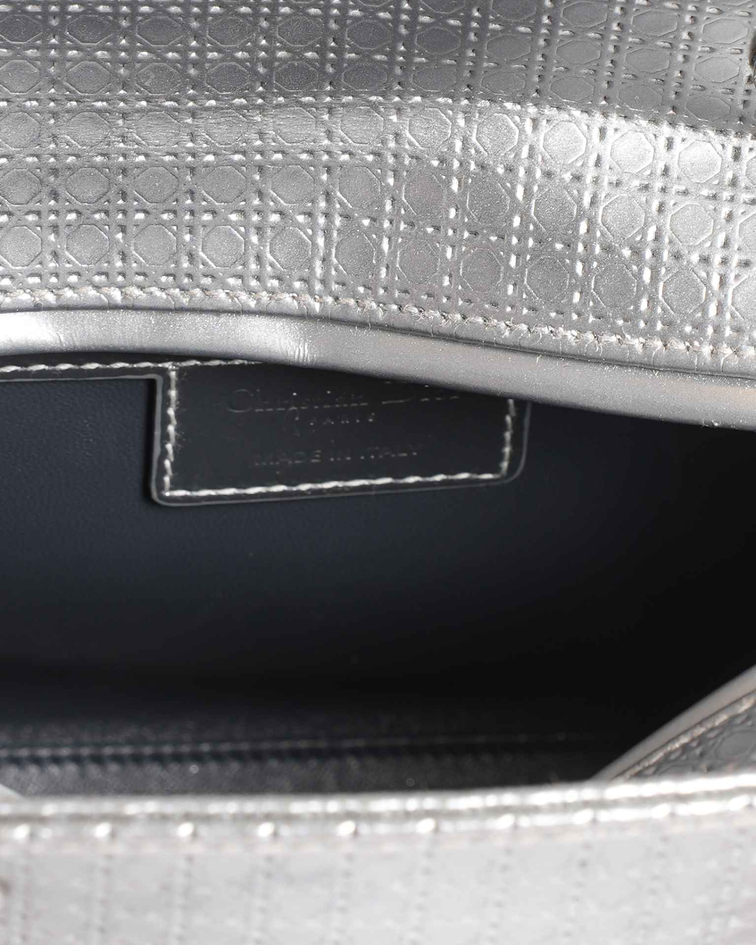 Lady Dior Small Cannage Motif Bag In Metallic Silver