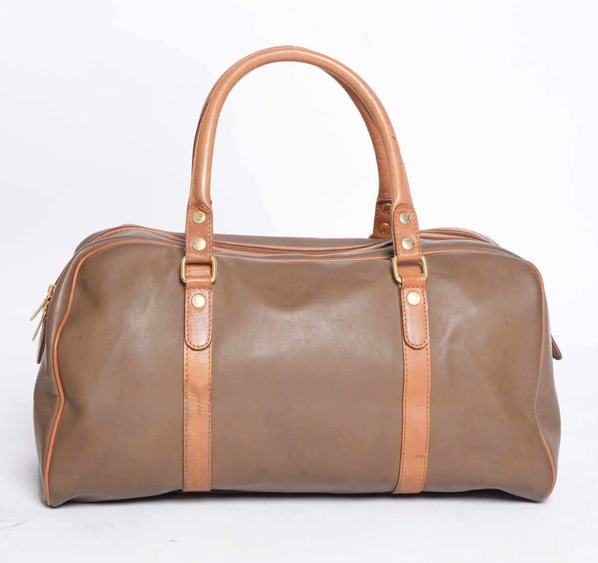 Vintage Pierre Balmain Calfskin Leather Duffle Bag with Small Shoulder Bag
