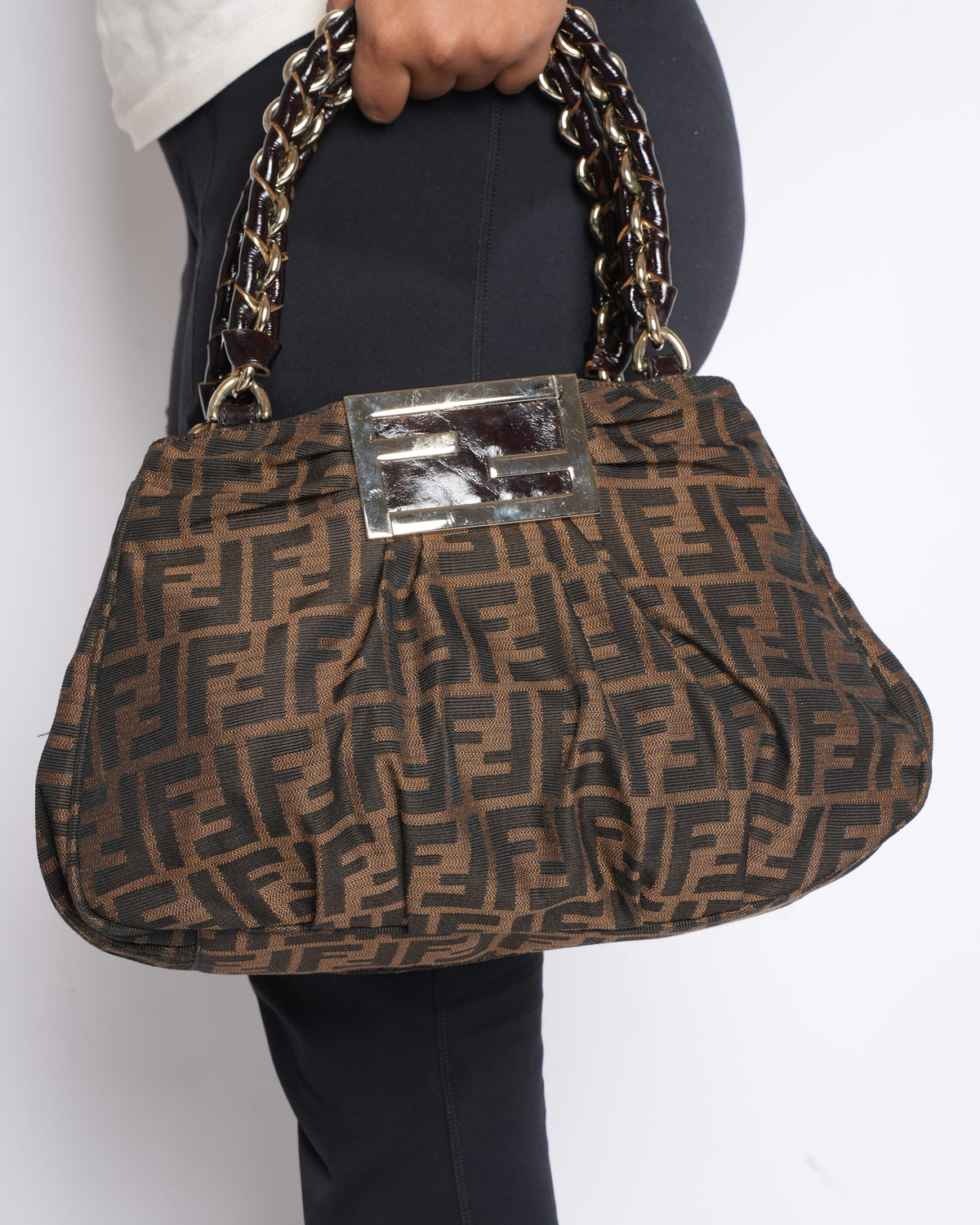 fendi tobacco zucca Pre-Loved Fendi Tobacco Zucca Mia Shoulder Bag