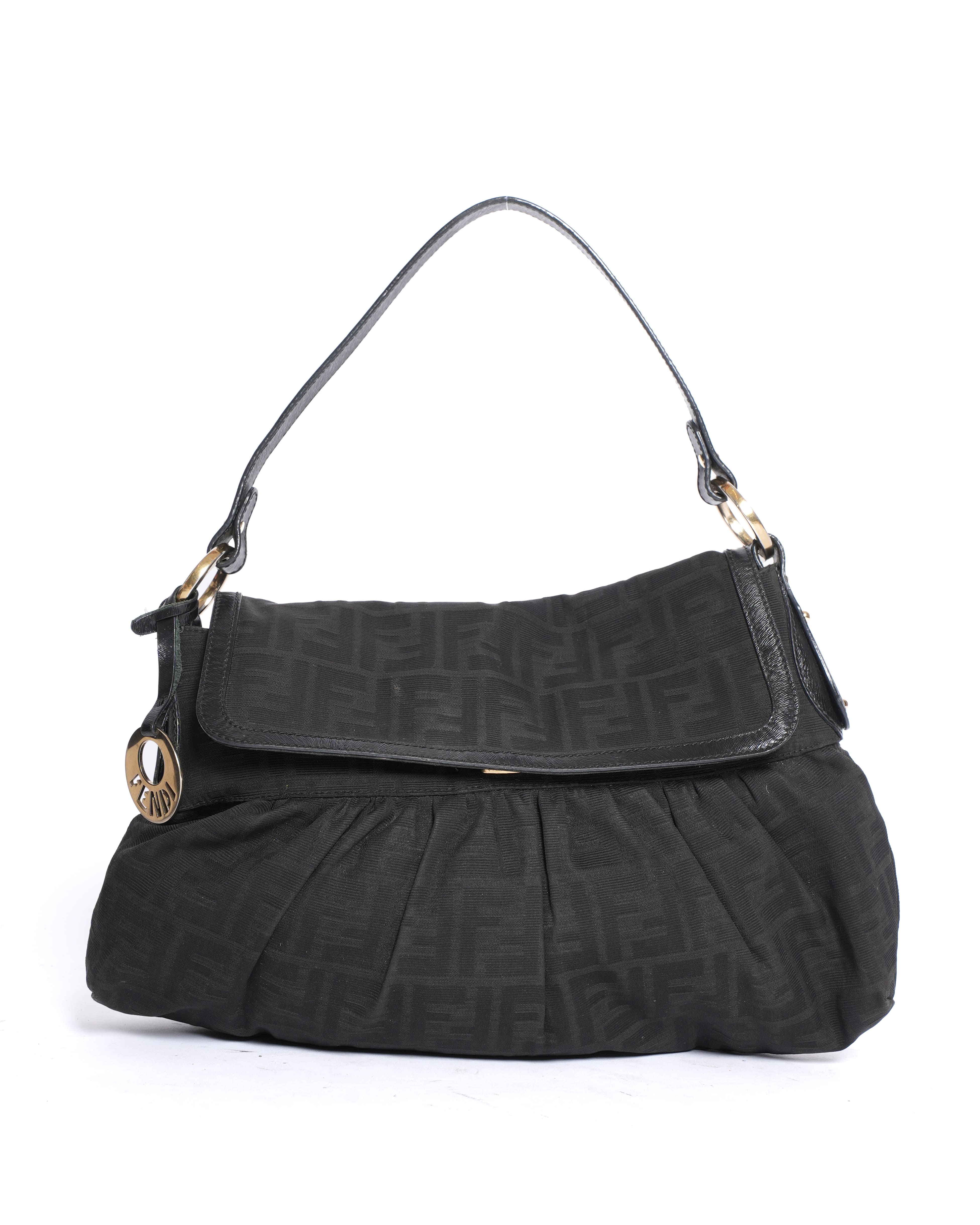 Fendi Black Zucca Canvas Chef Shoulder Bag