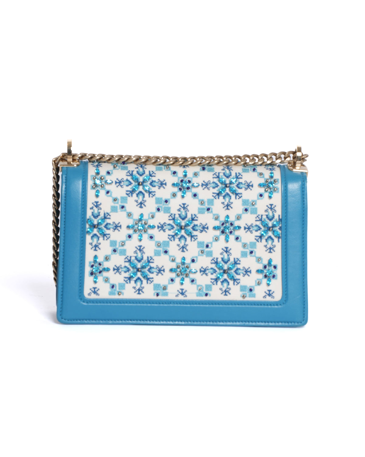 New Miu Miu Pixel-Embroidered Bag in Blue