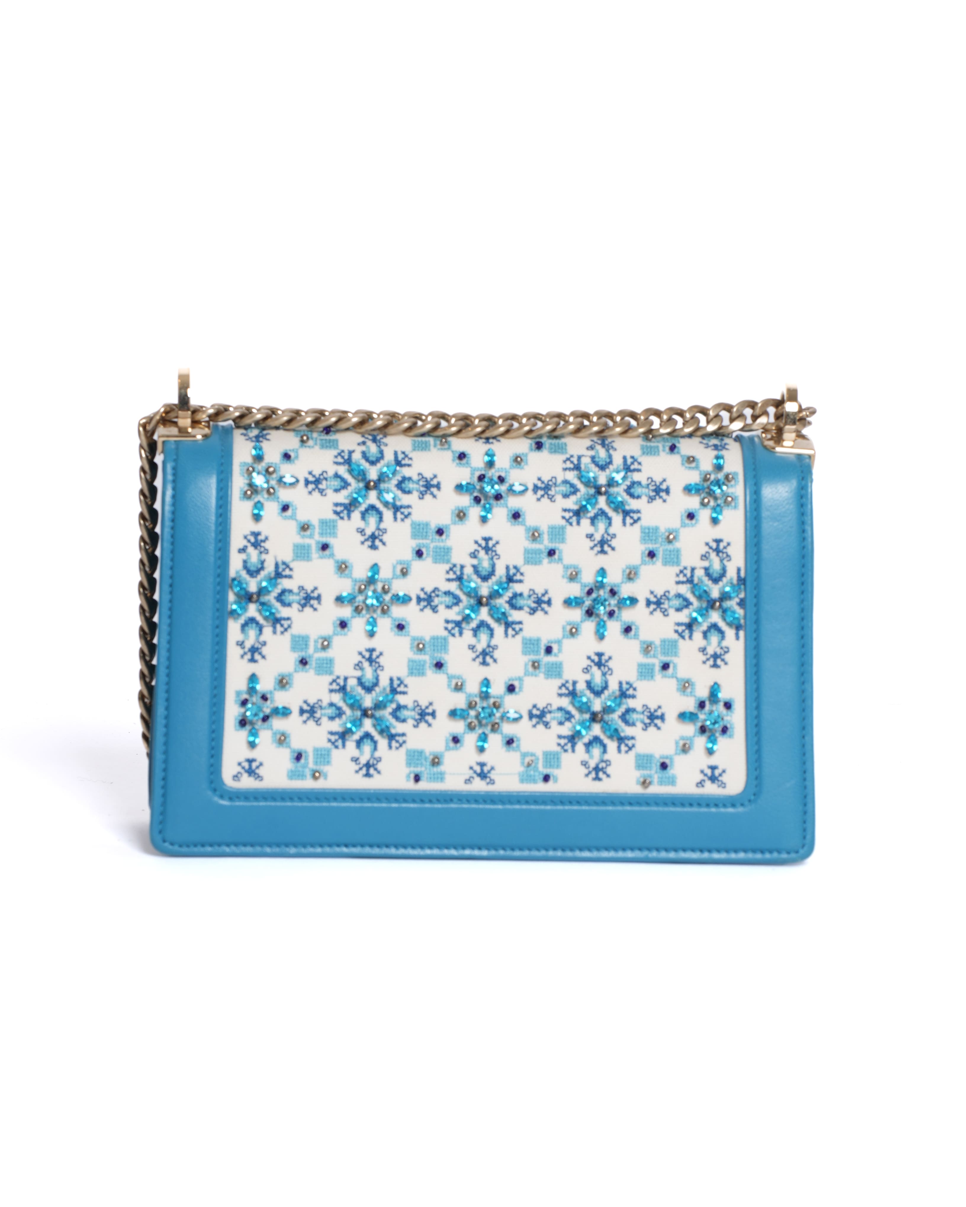 New Miu Miu Pixel-Embroidered Bag in Blue