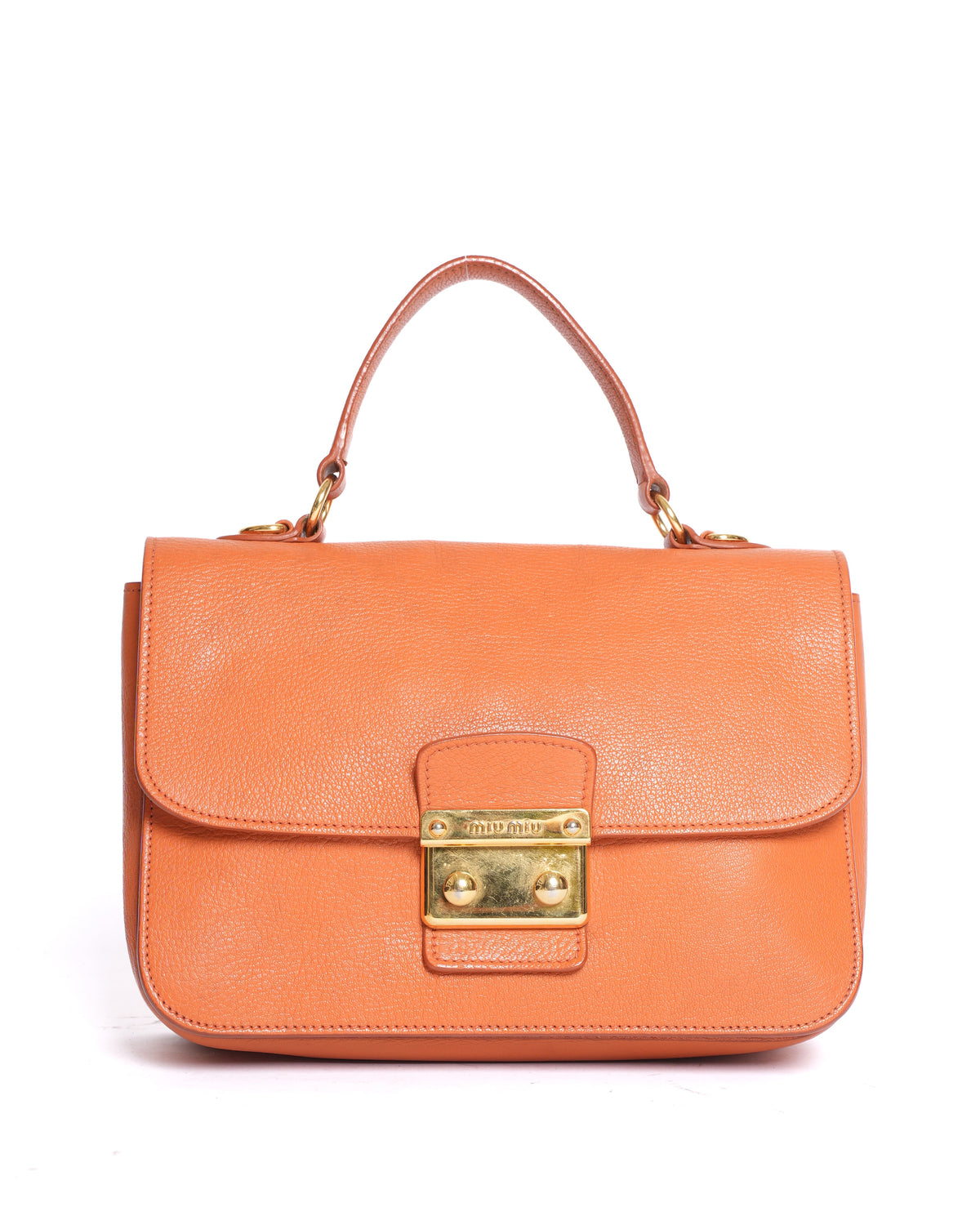 Miu Miu Orange Leather Madras Bag