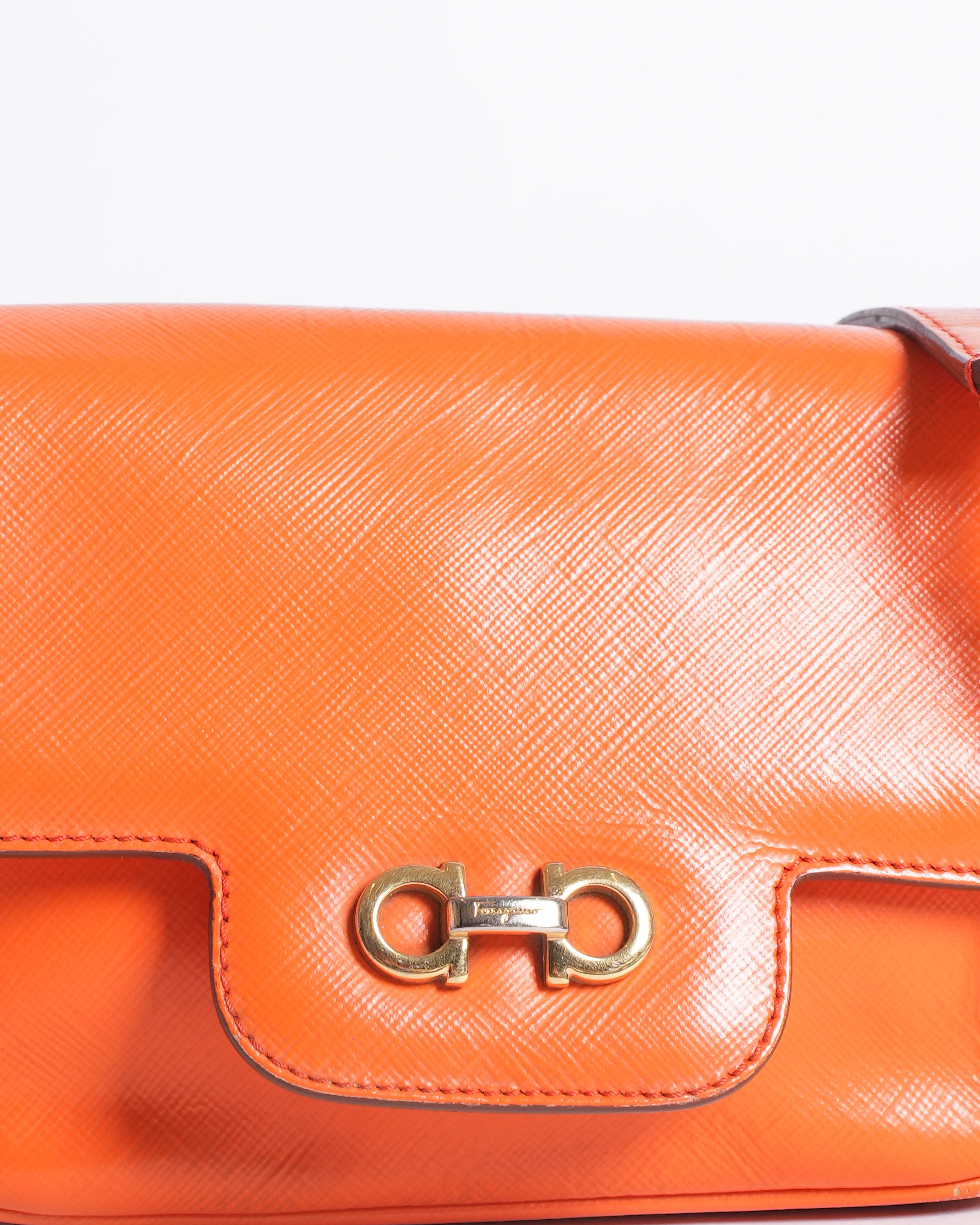 Salvatore Ferragamo orange leather crossbody bag