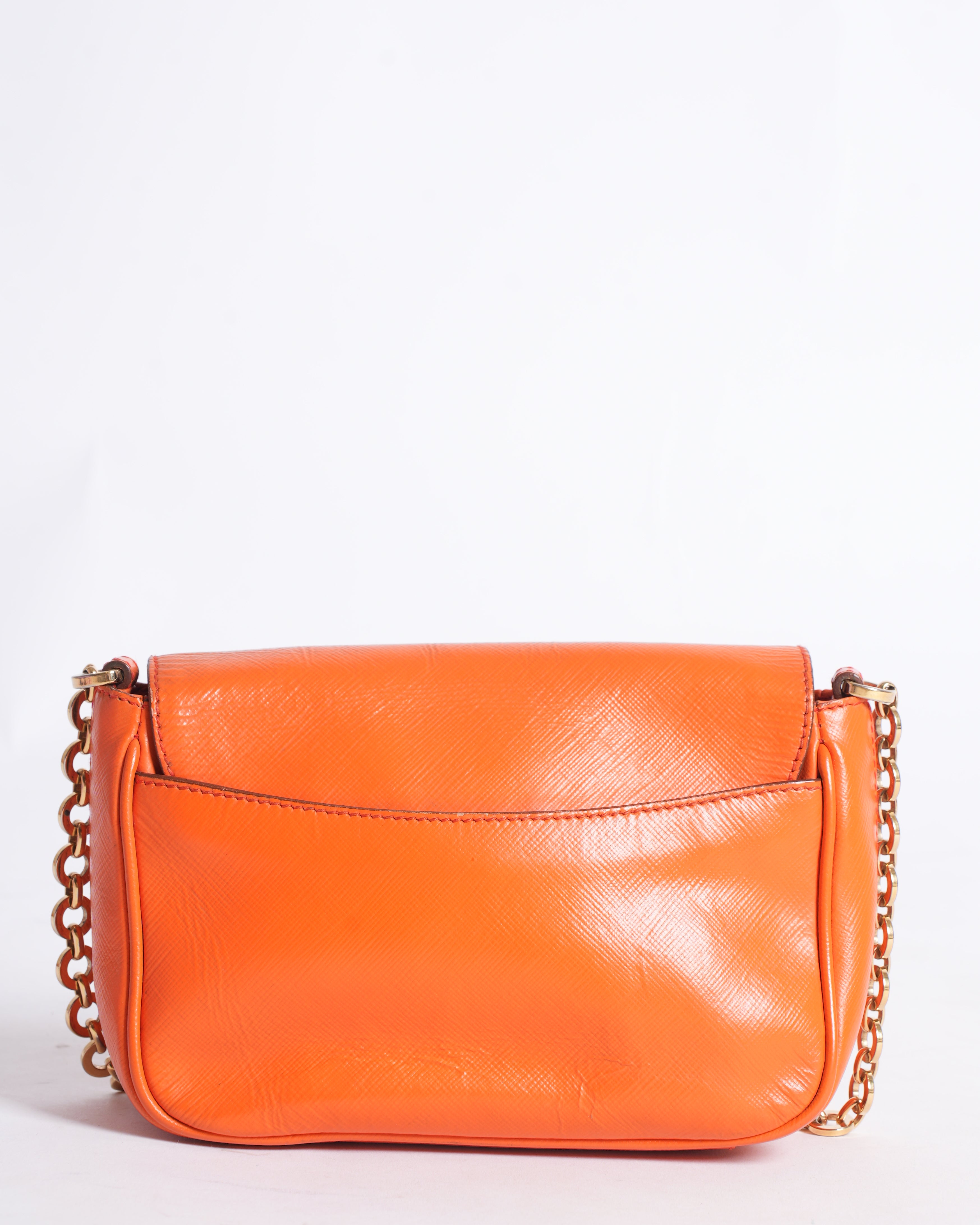 Salvatore Ferragamo orange leather crossbody bag