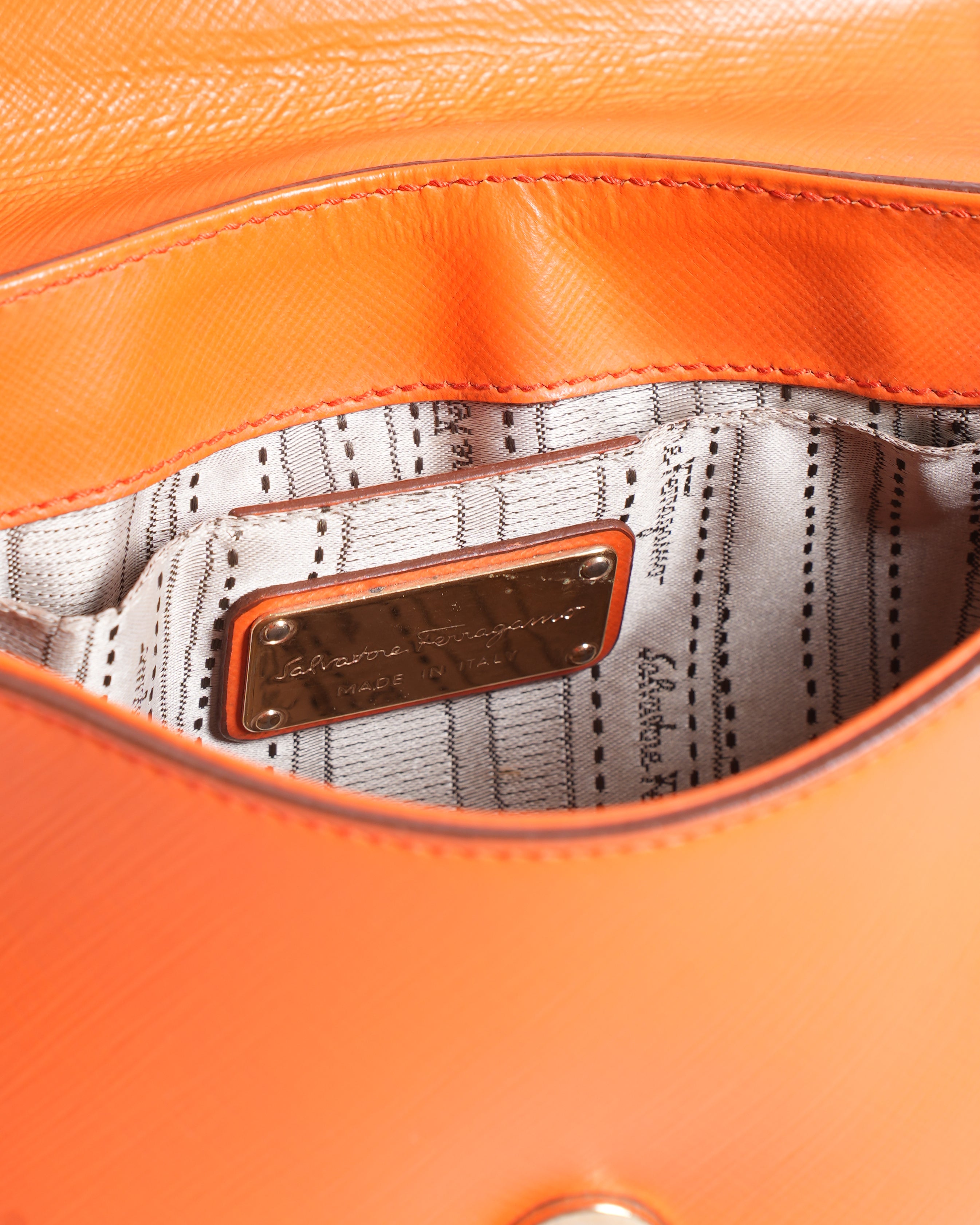 Salvatore Ferragamo orange leather crossbody bag