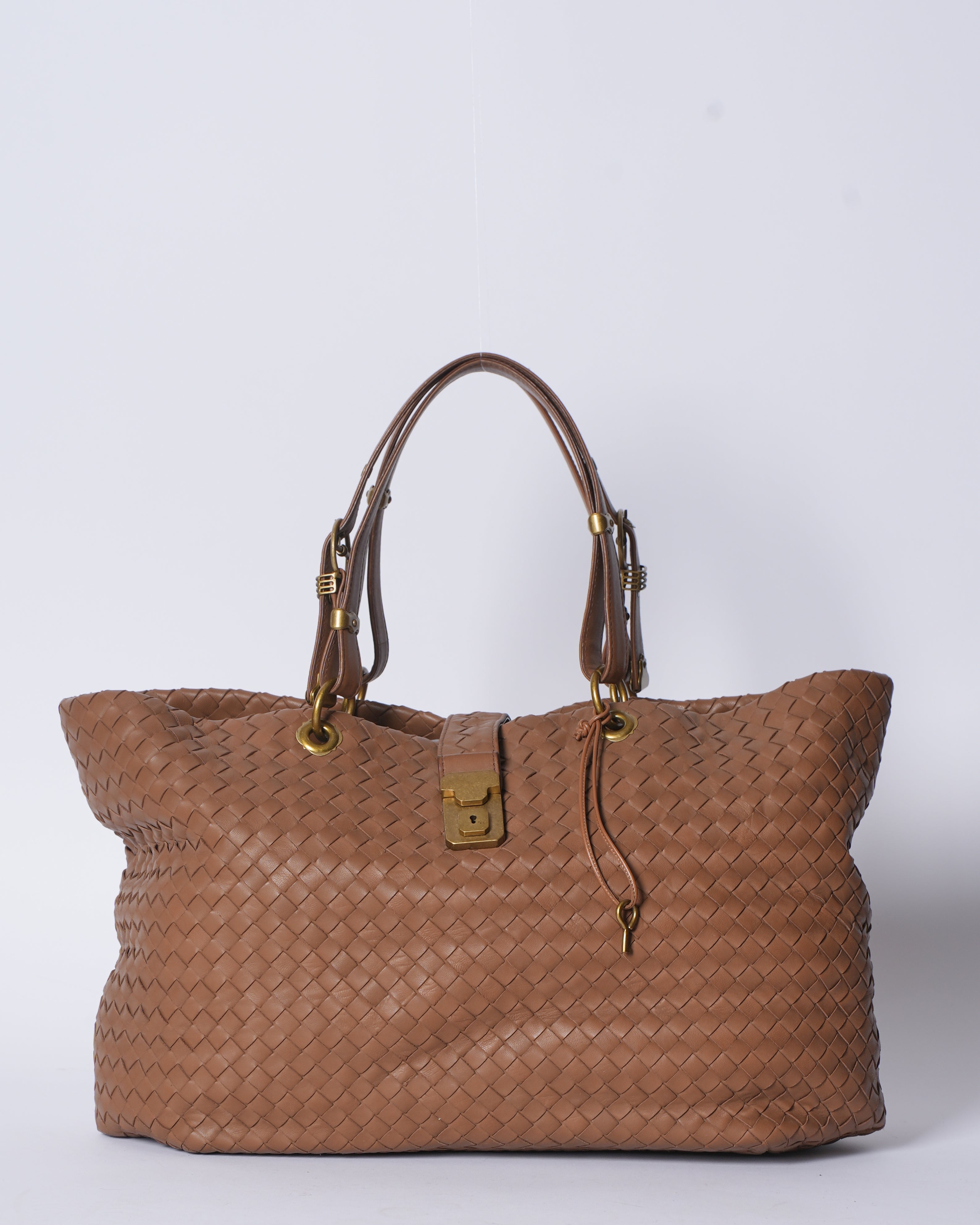 Bottega Venet Tan Intrecciato Leather Roma Tote Bag