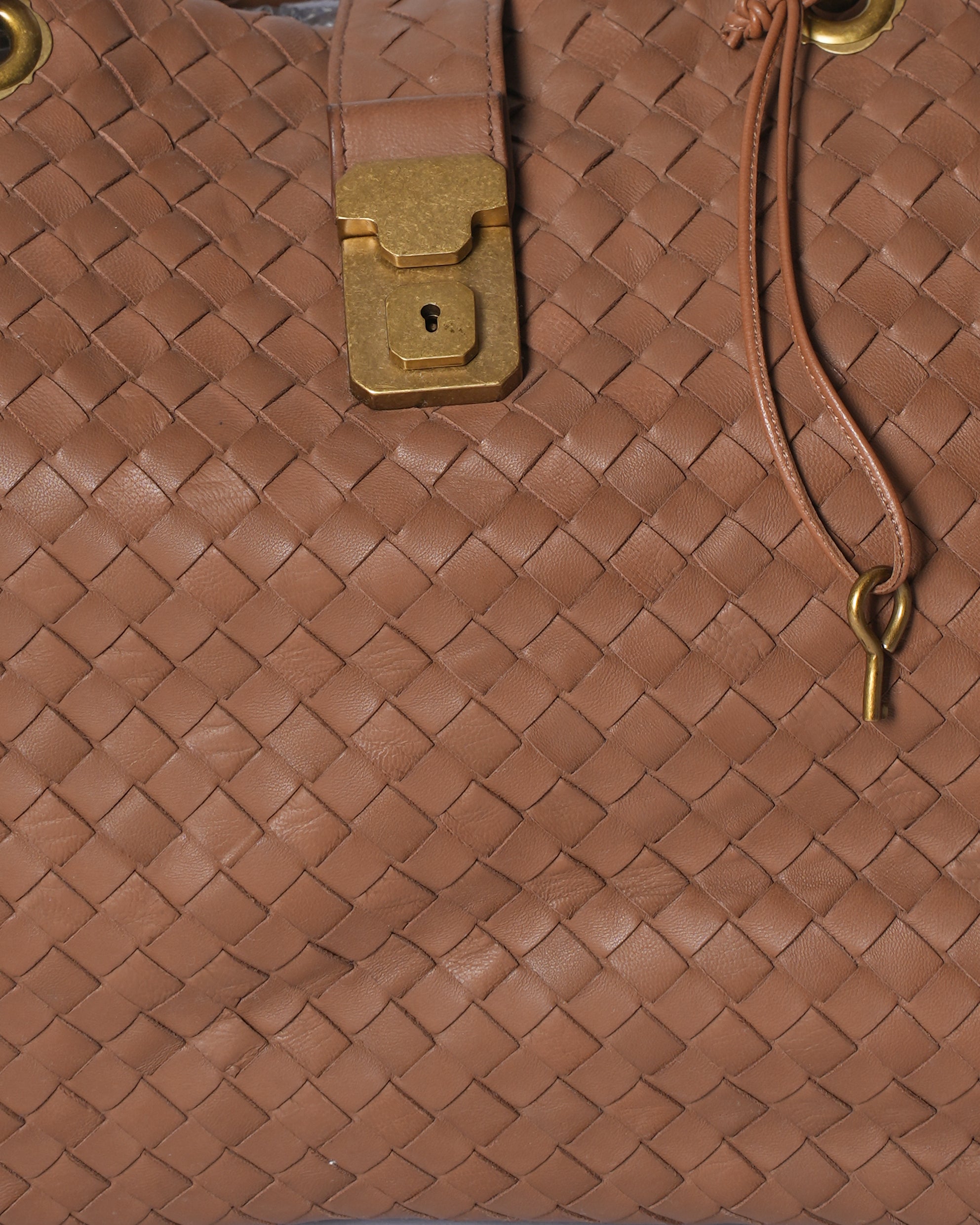 Bottega Venet Tan Intrecciato Leather Roma Tote Bag