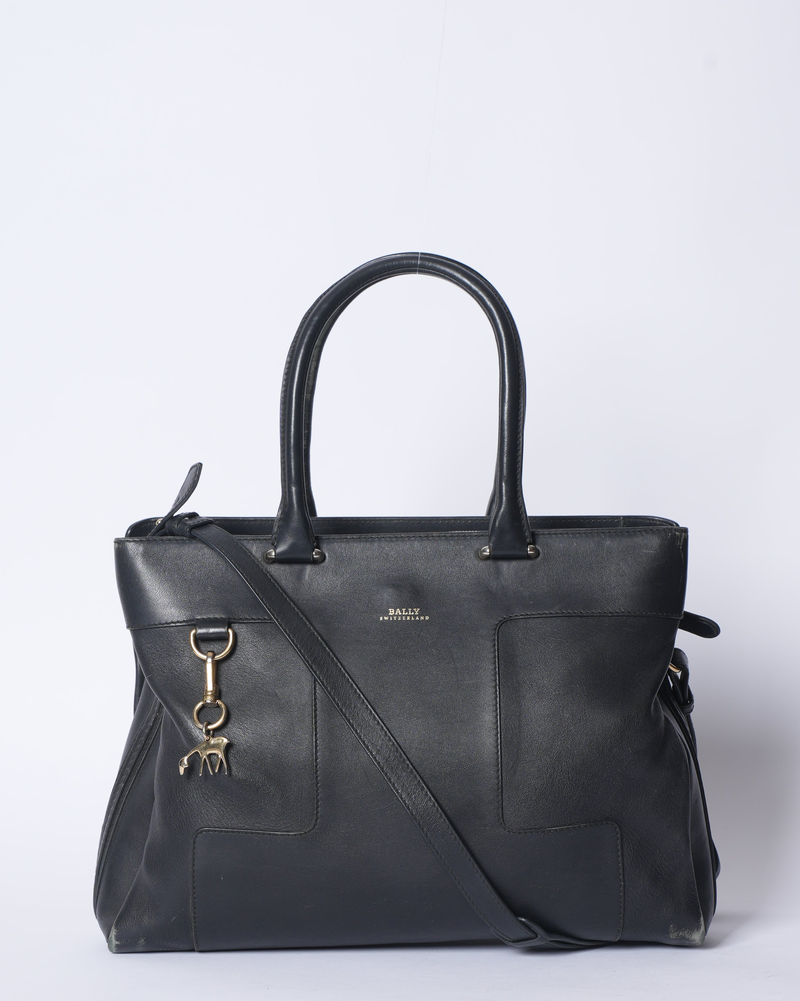 Bally black leather handbag