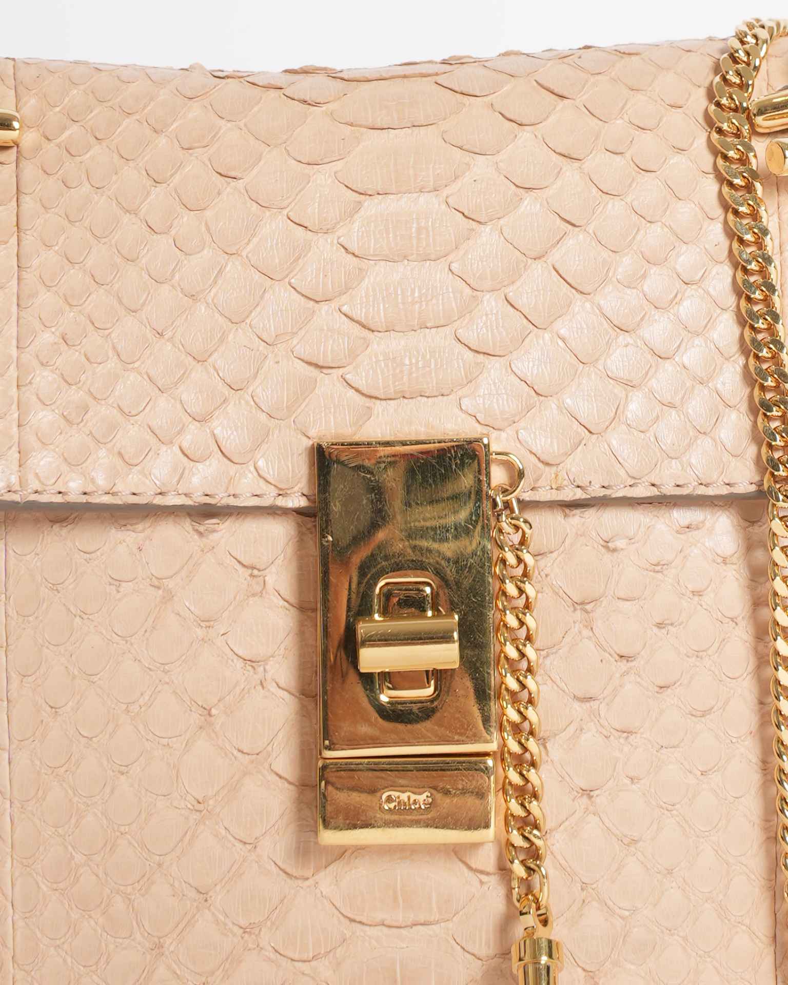 Chloe Beige Python Small Drew Shoulder Bag