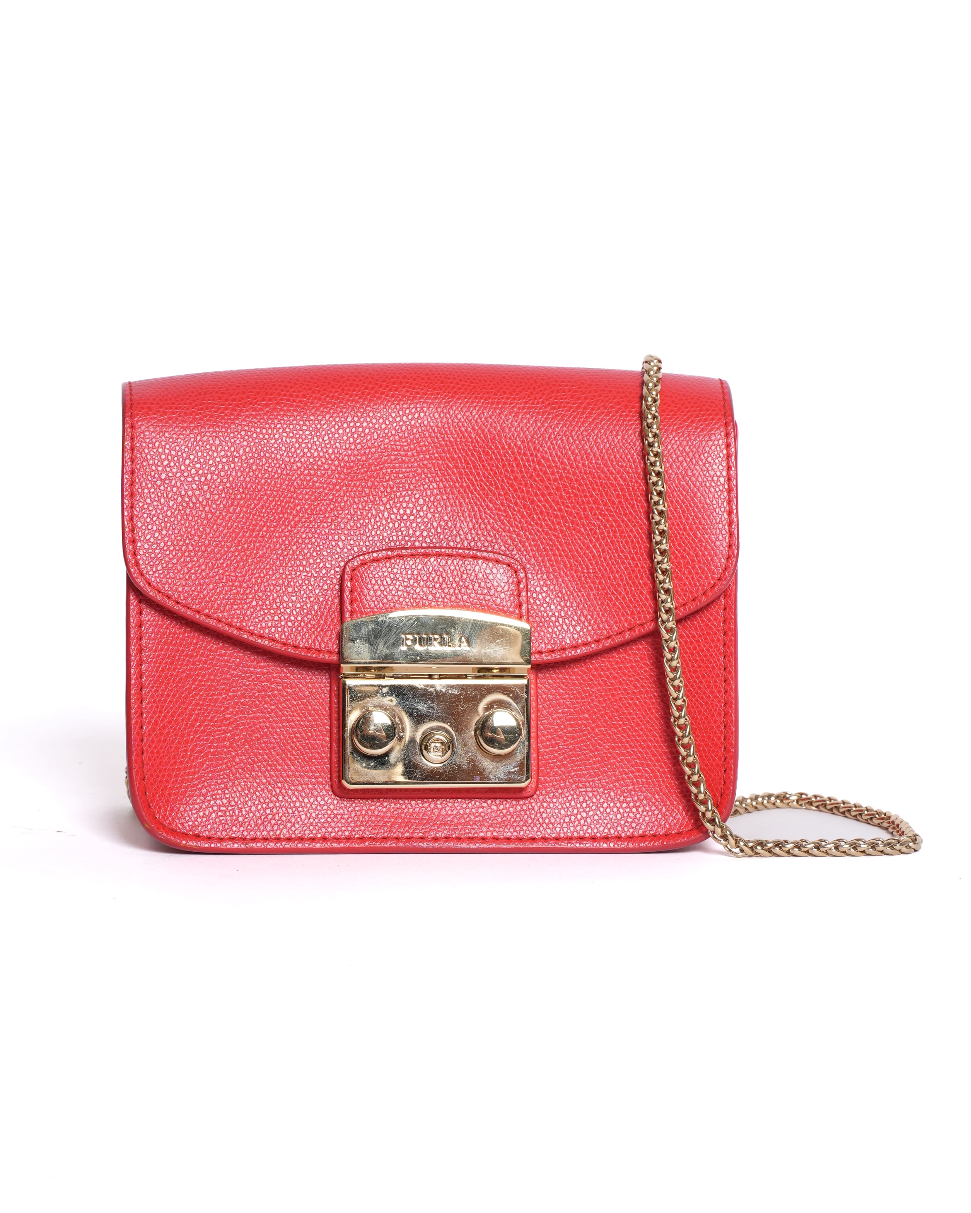 Furla Red Envelope Flap Crossbody Bag