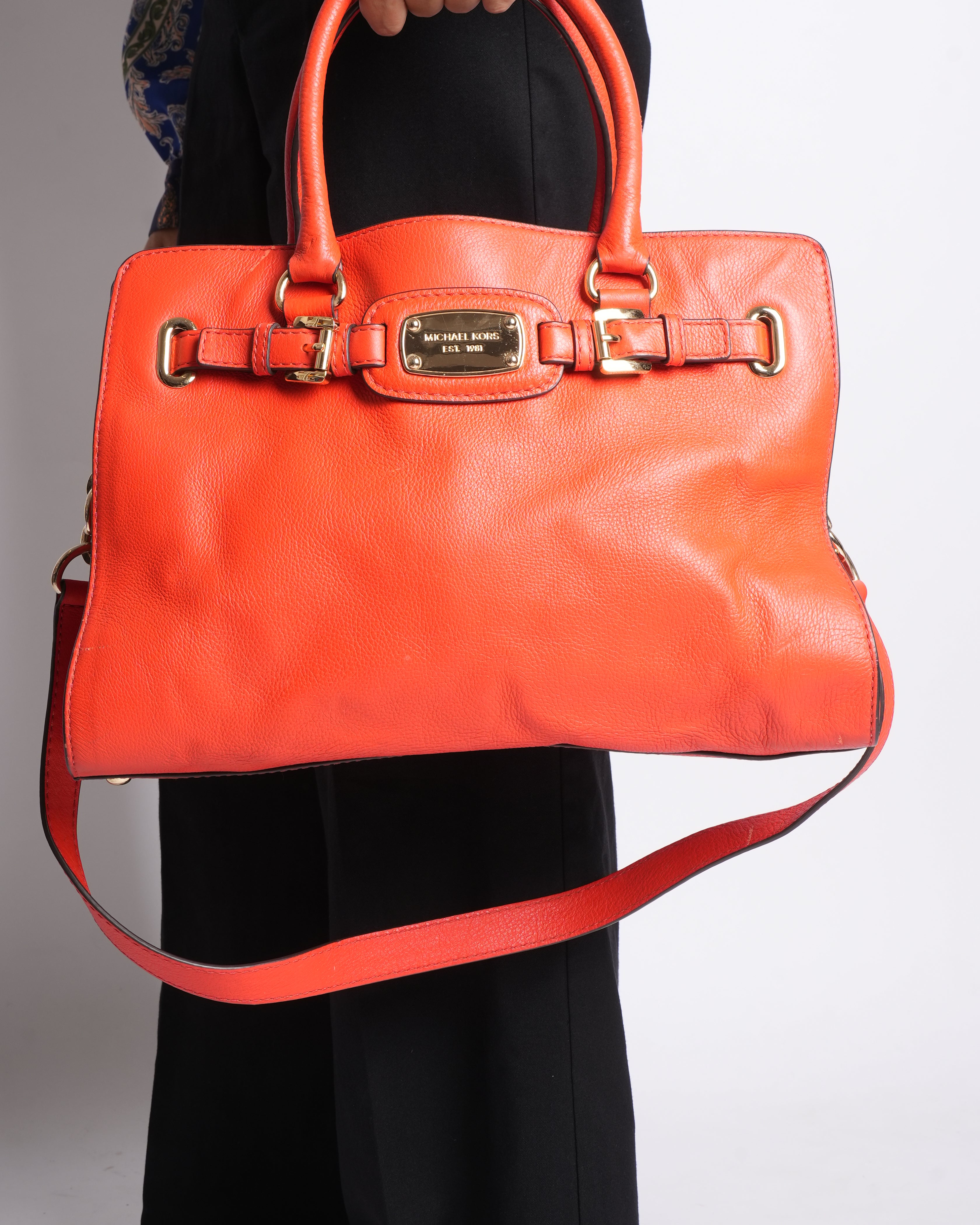 Michael kors hamilton east west orange bag