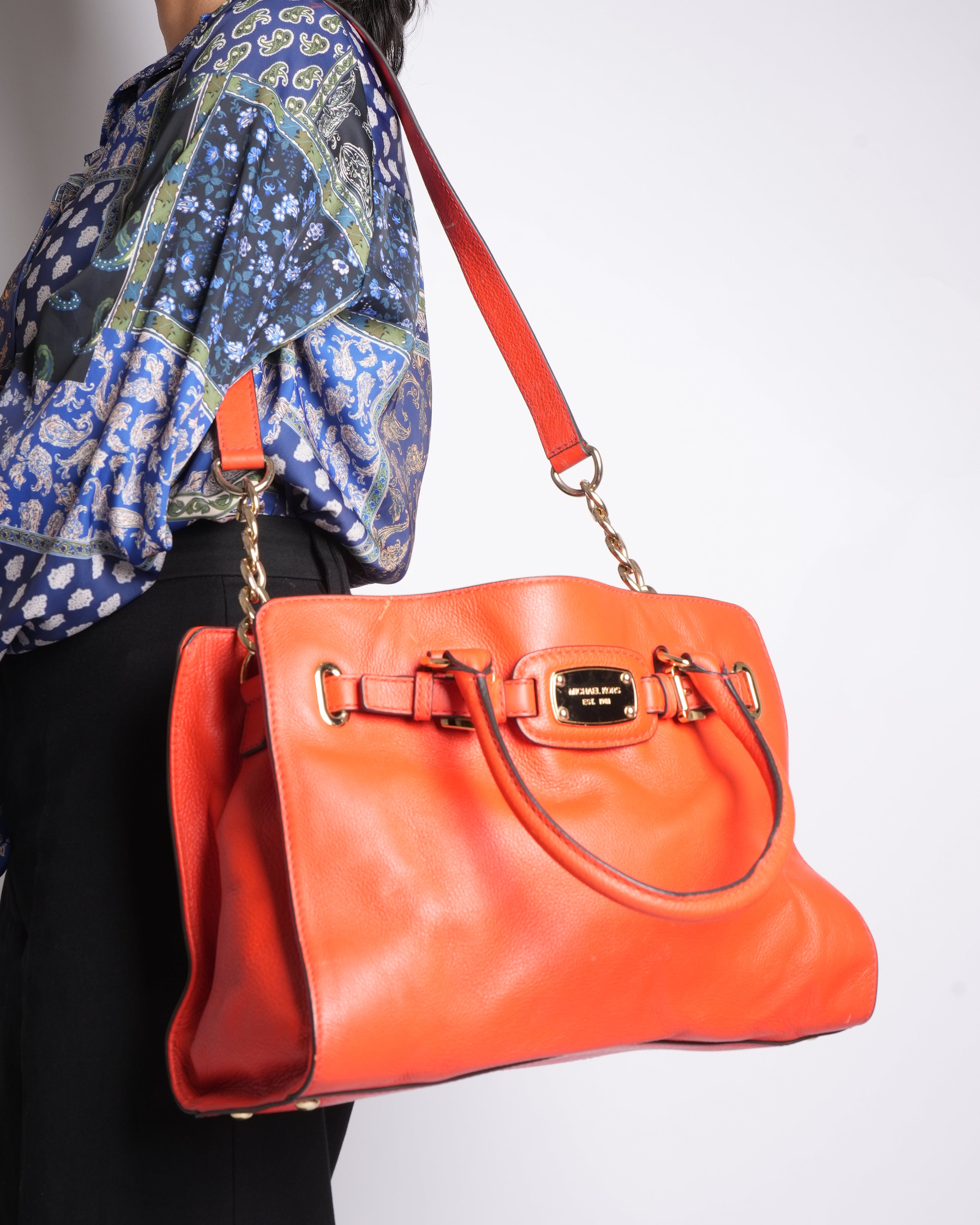 Michael kors hamilton east west orange bag