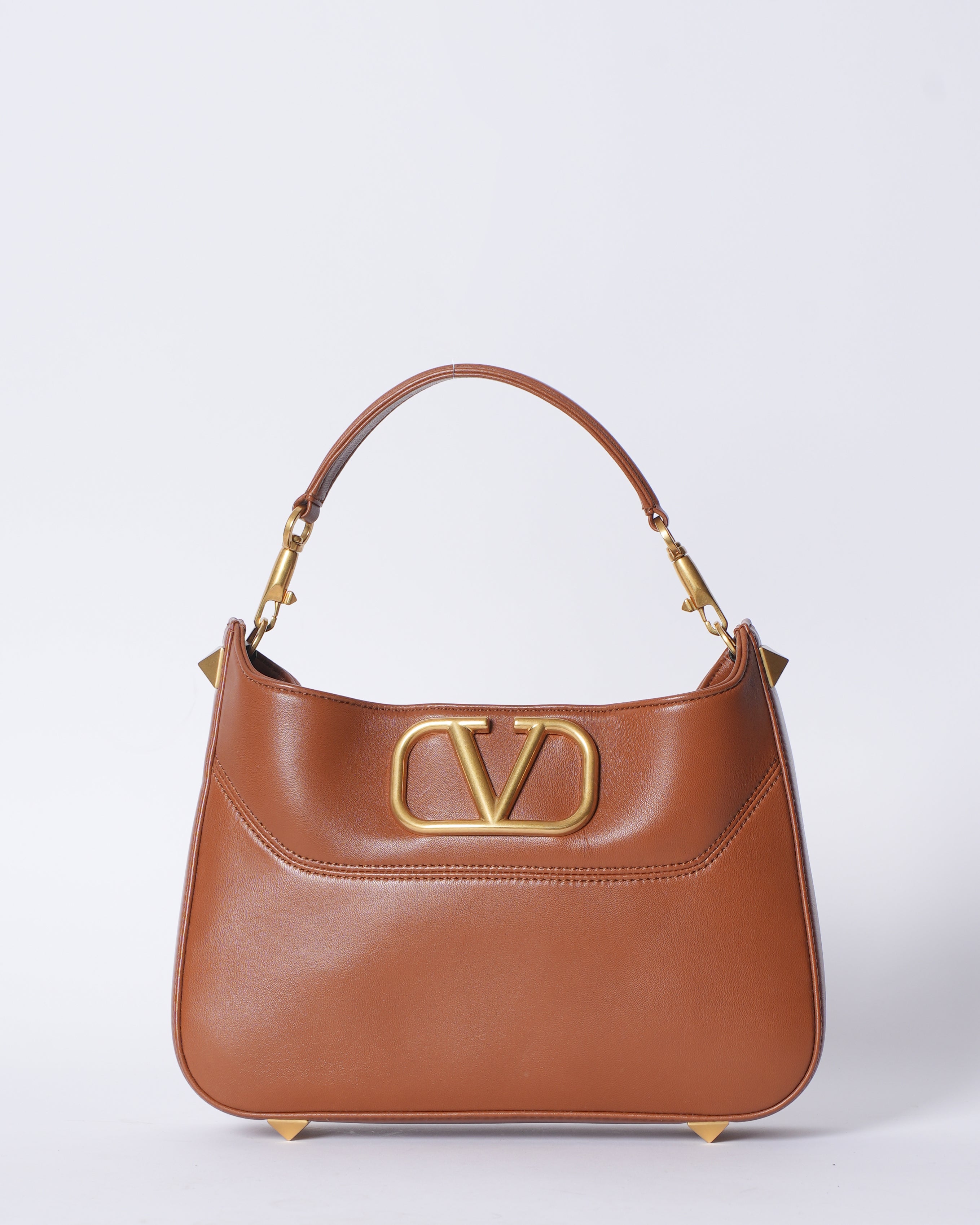 Valentino Garavani V Logo Brown Handbag