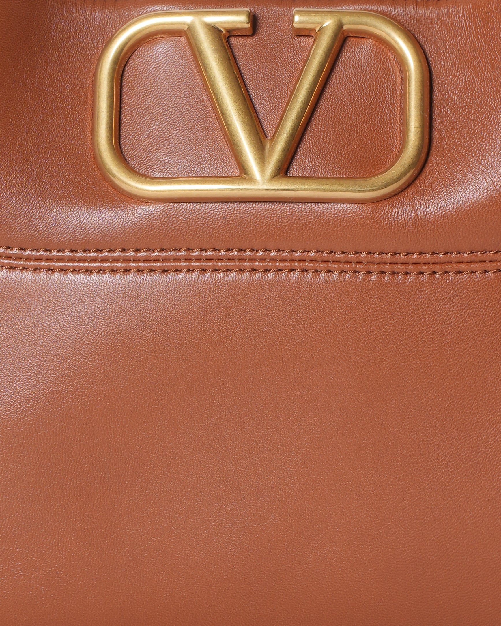 Valentino Garavani V Logo Brown Handbag