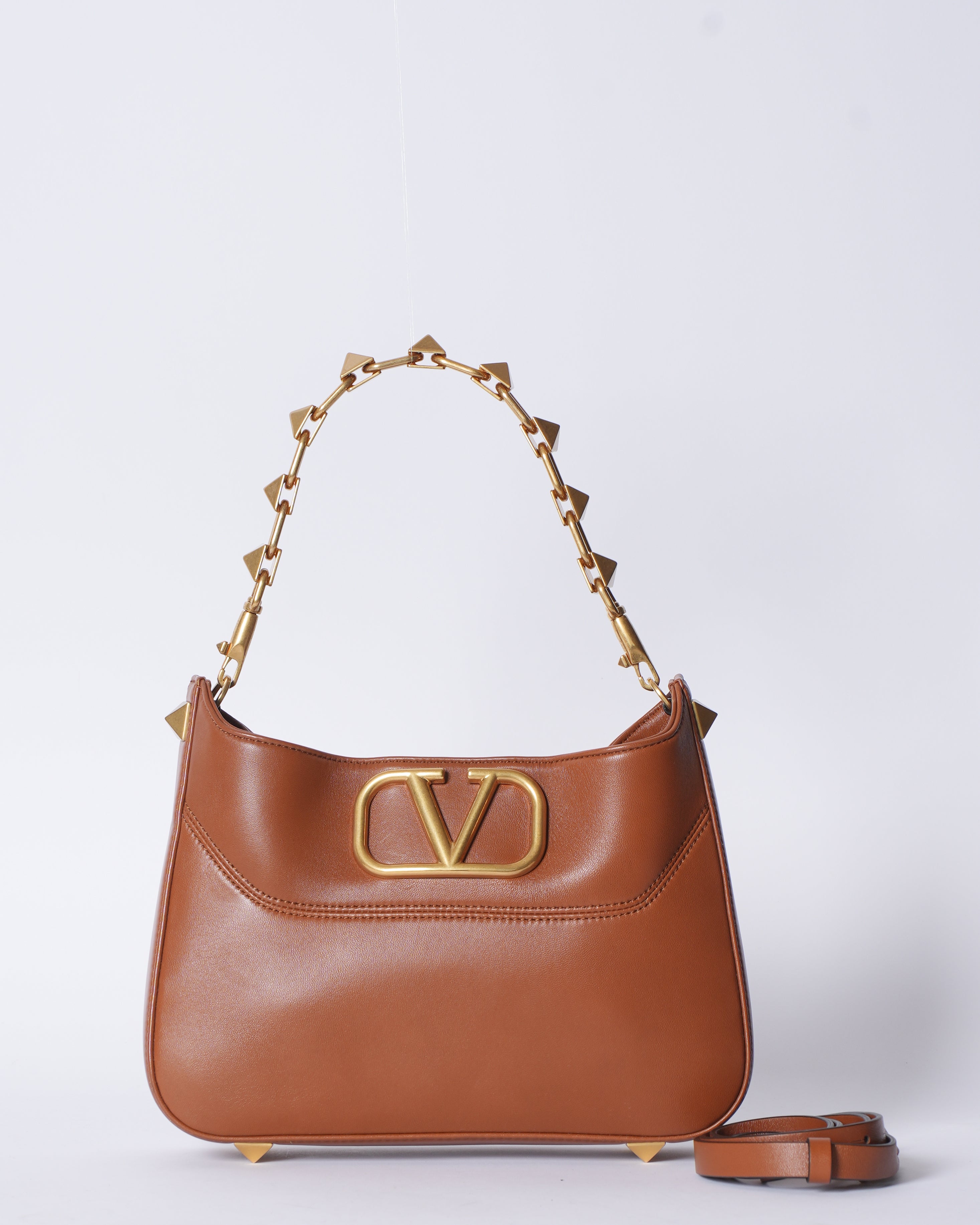 Valentino Garavani V Logo Brown Handbag