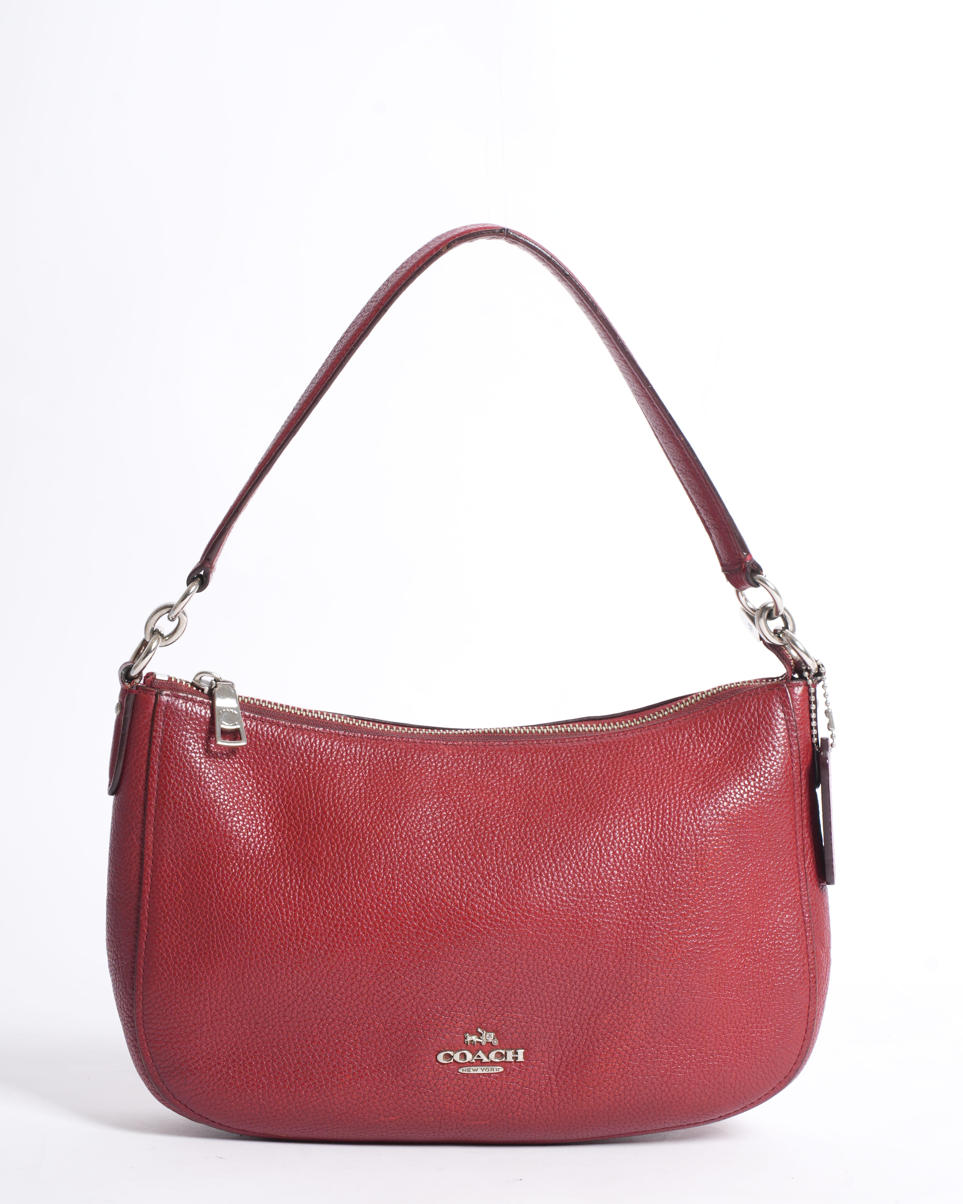 " COACH Textured Top-Handle Shoulder Bag with Detachable Strap"