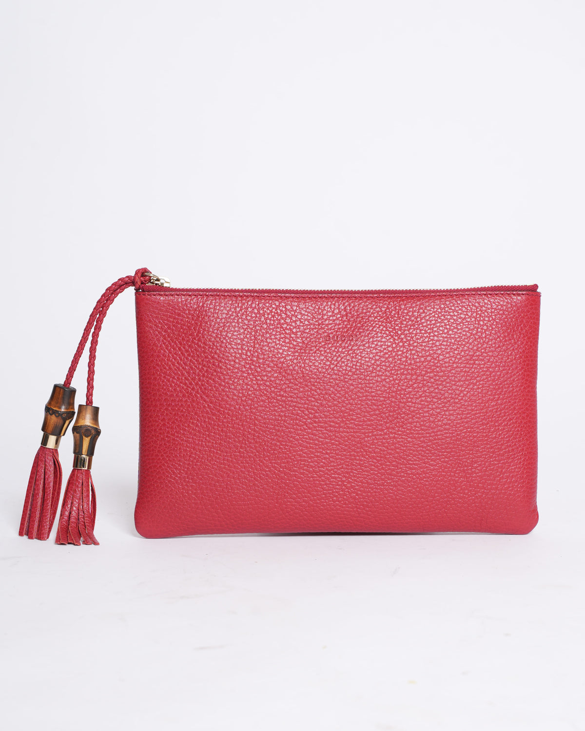 Gucci Red Leather Zamboo Clutch Bag