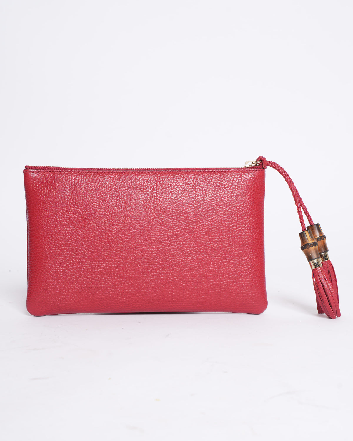 Gucci Red Leather Zamboo Clutch Bag