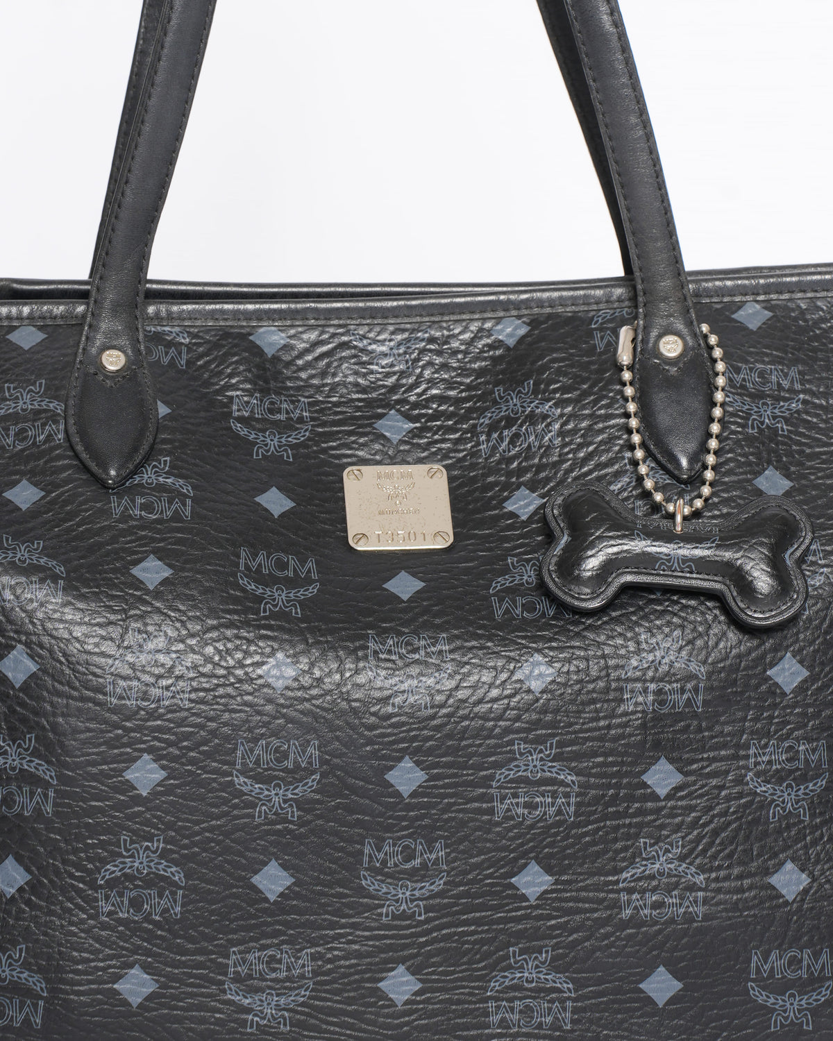 MCM Black Leather Shopper Tote