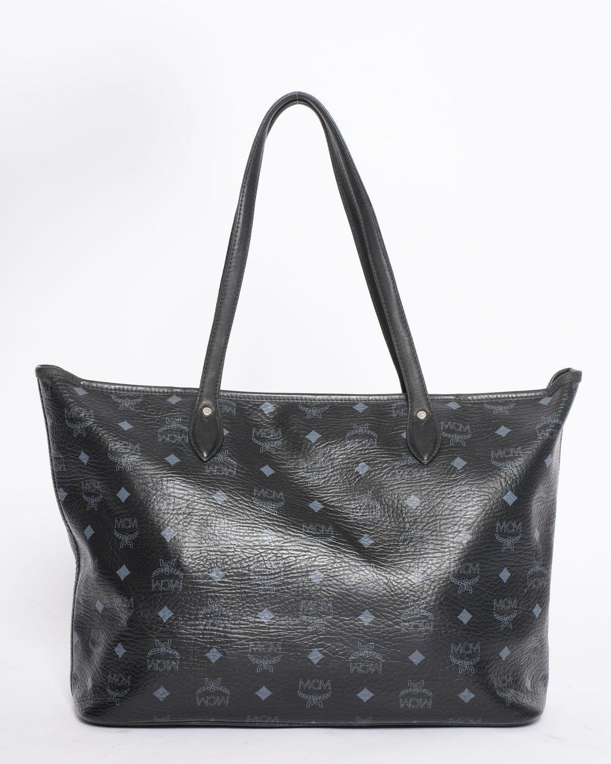 MCM Black Leather Shopper Tote