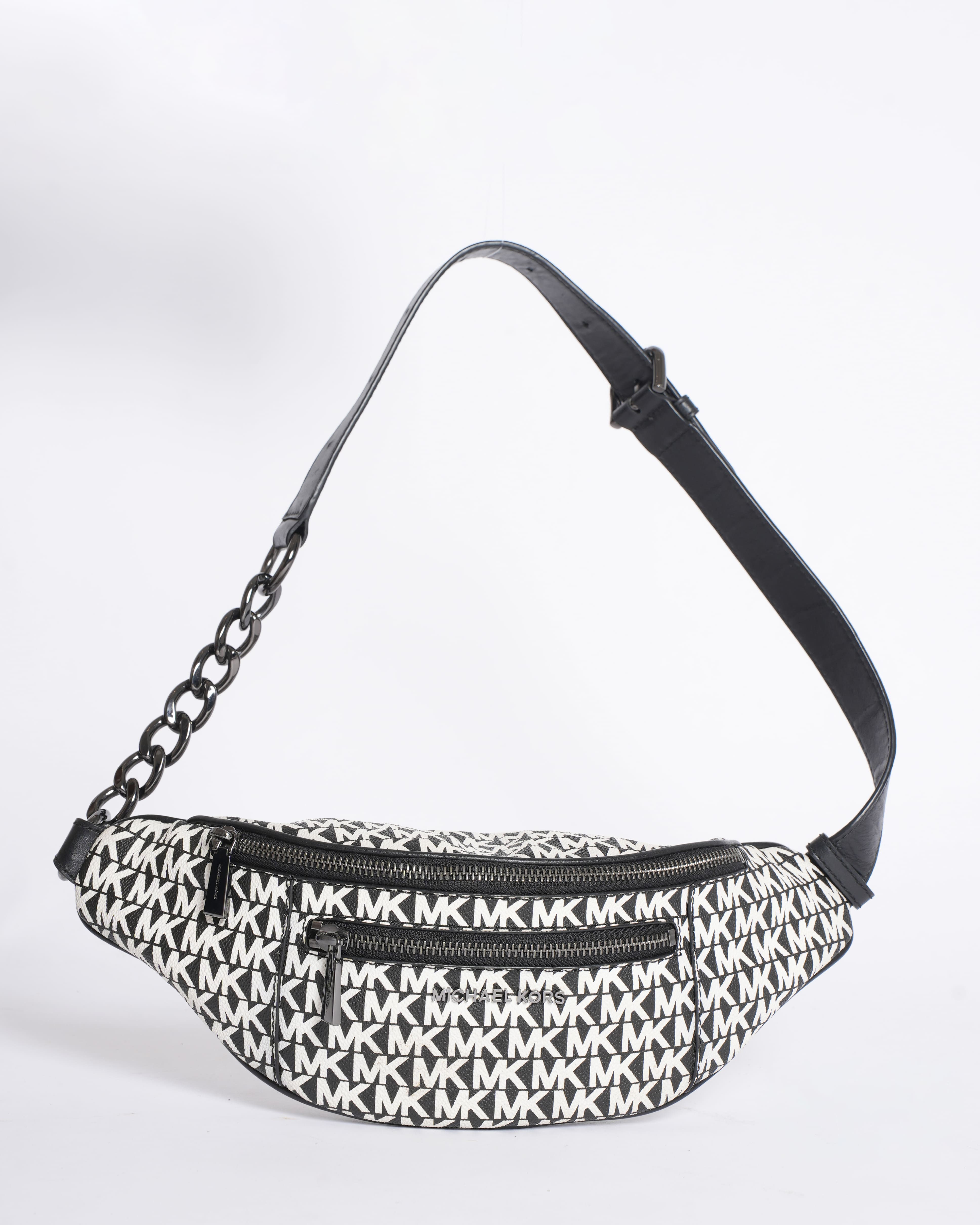Michael Kors Black & White Mott Belt medium Bag