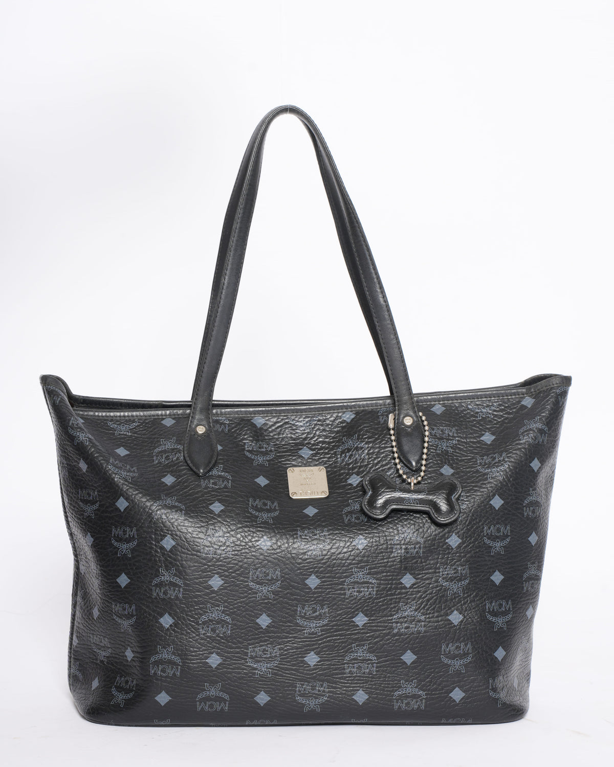 MCM Black Leather Shopper Tote