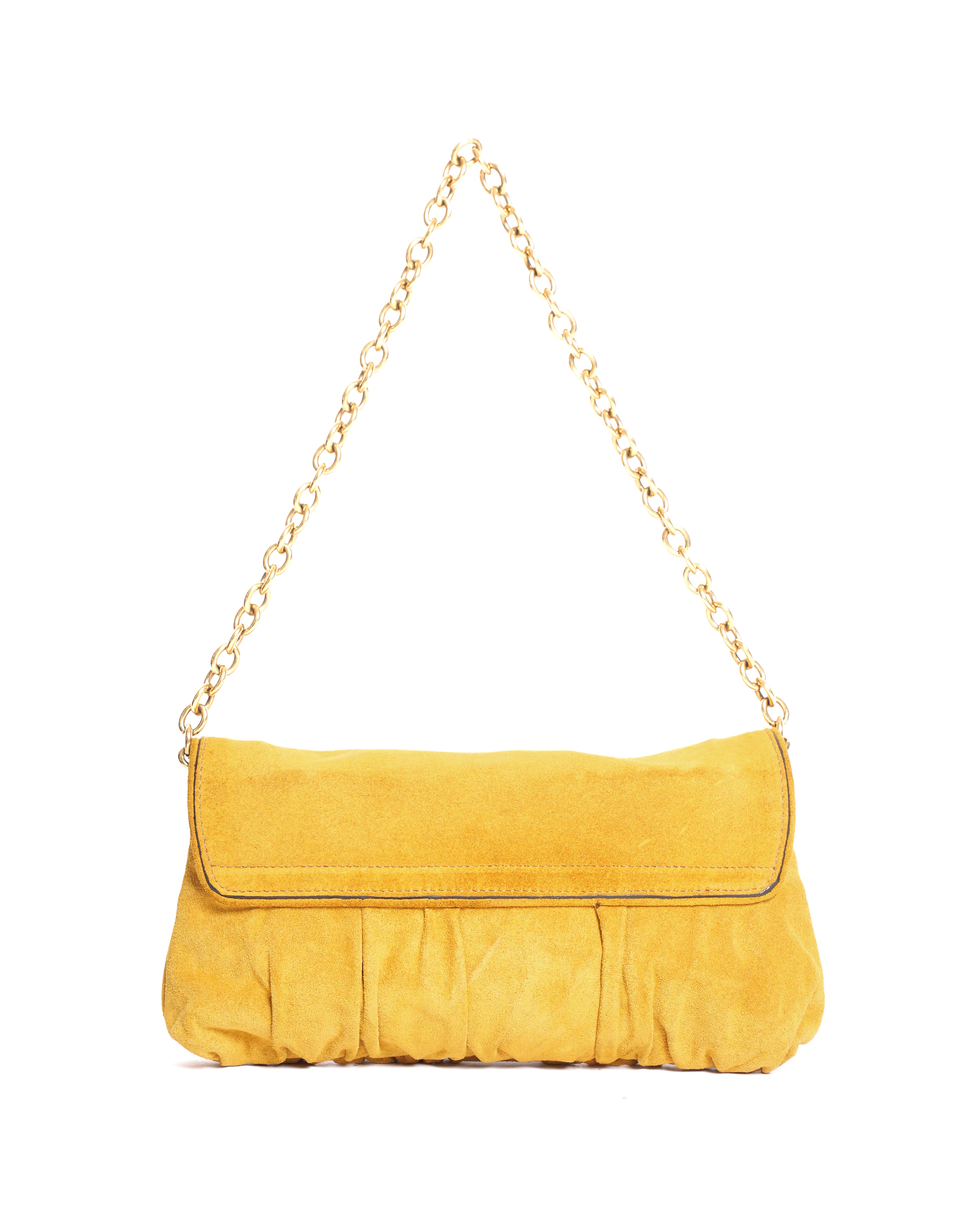 Gucci Mustard Yellow Suede Babouska Heart Chain Shoulder Bag
