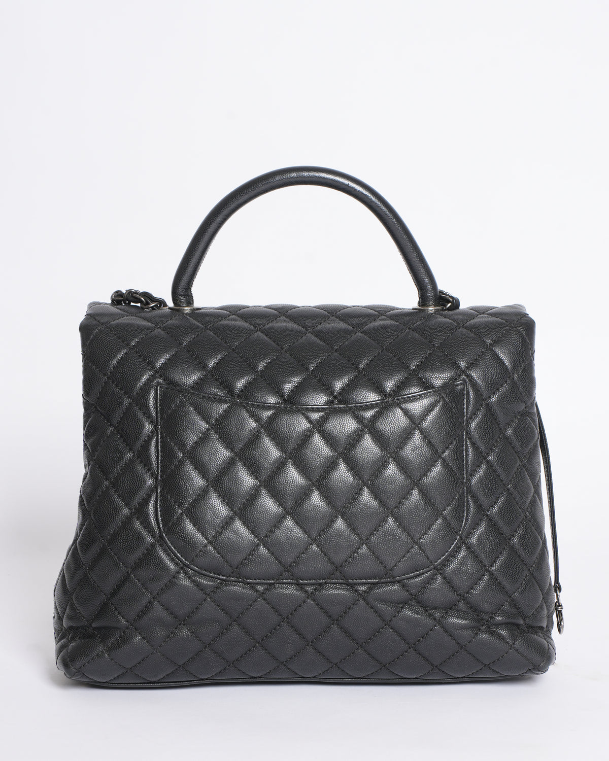 Chanel Quilted Caviar Coco Handle Bag in Black