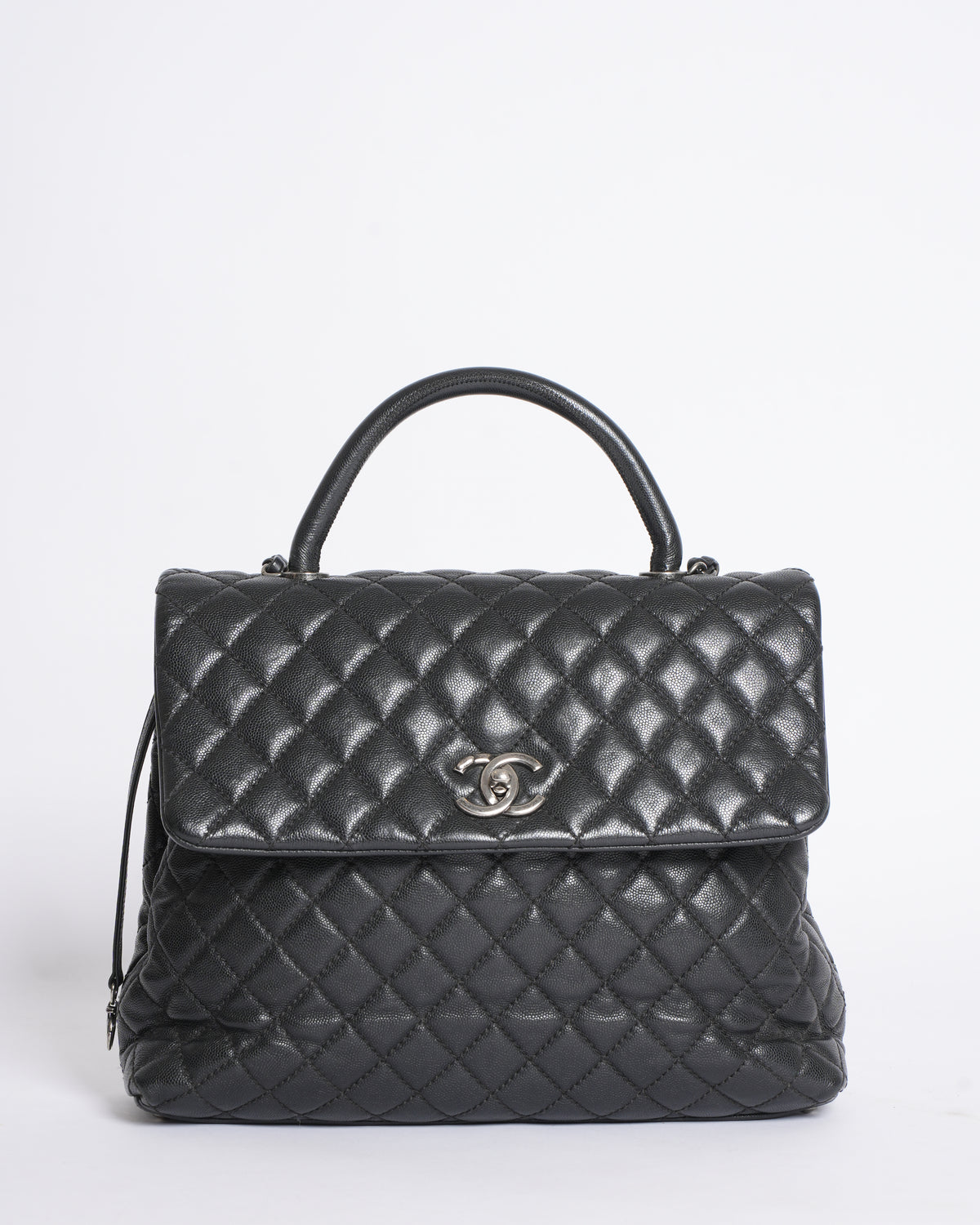 Chanel Quilted Caviar Coco Handle Bag in Black