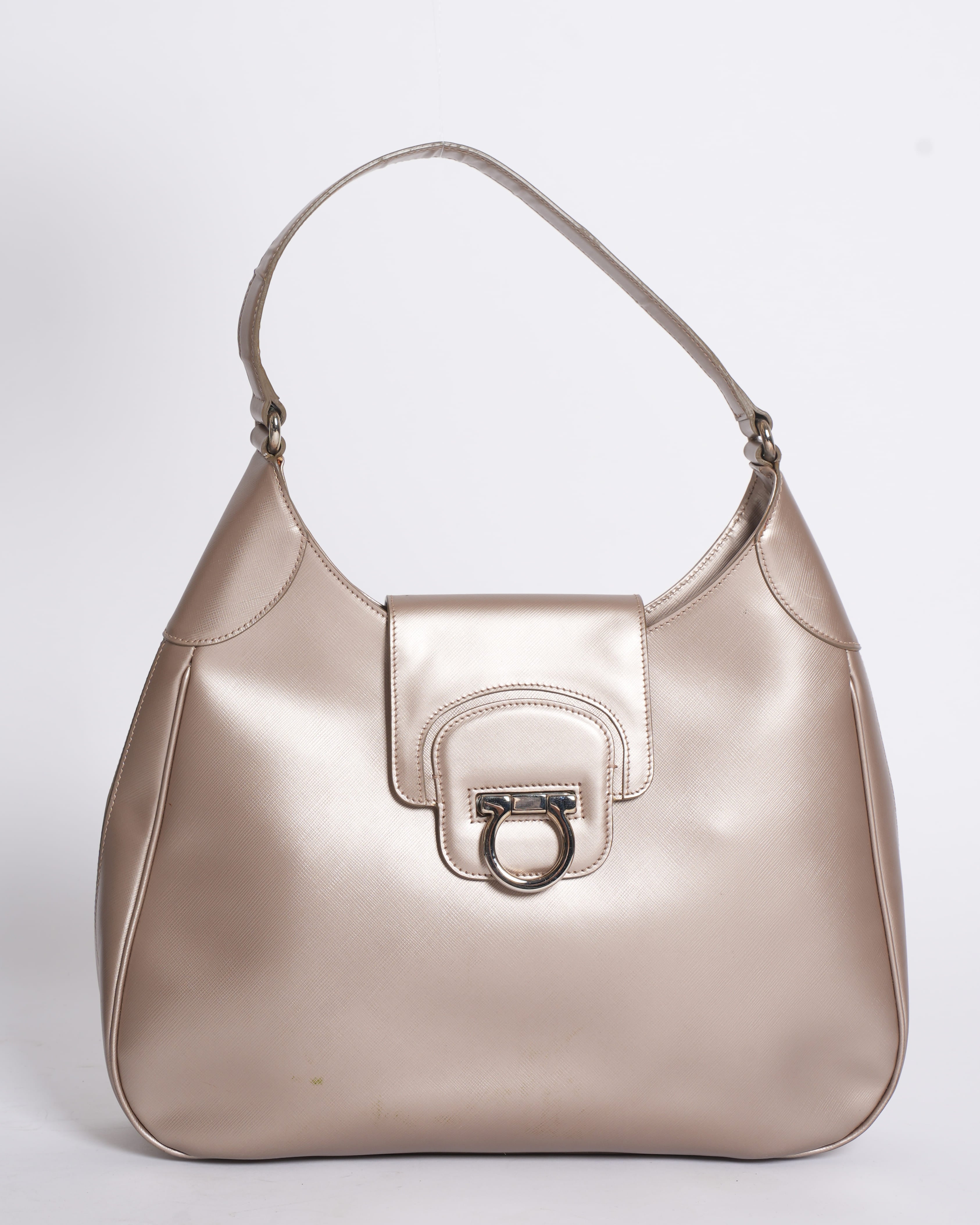 Salvatore Ferragamo Gancini Metallic Hobo Bag