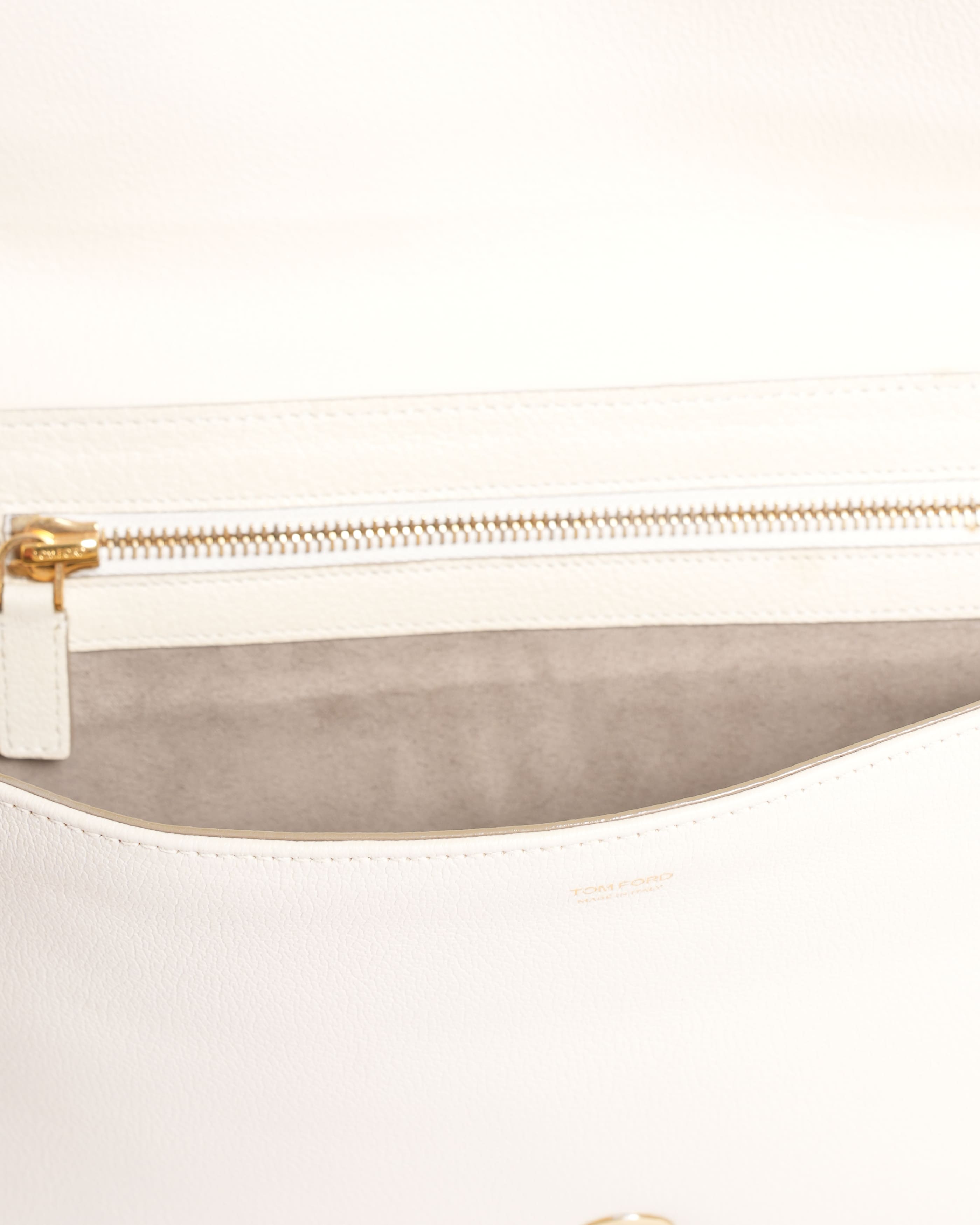 Tom Ford Off-White Zipper Hand Clutch Bag